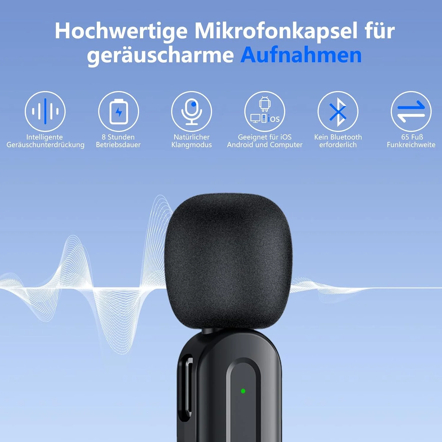 ست میکروفون یقه ای بی سیم سازگار با آیفون | میکروفون کوچک با قابلیت حذف نویز برای یوتیوب، تیک تاک، ولاگ و ضبط ویدیو (2 عدد میکروفون + گیرنده، 8 ساعت عمر باتری)