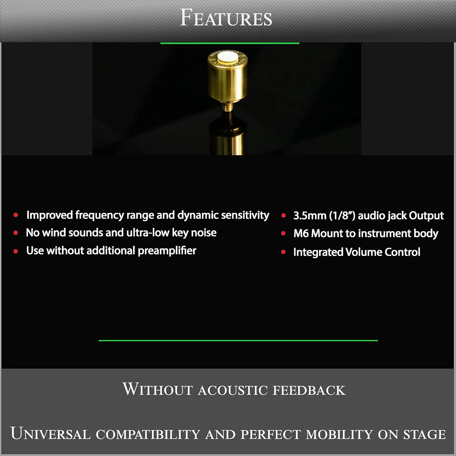 میکروفون ساکسیفون تنور Nalbantov NCM 8X ST - سیستم پیکاپ، کابل، گردن