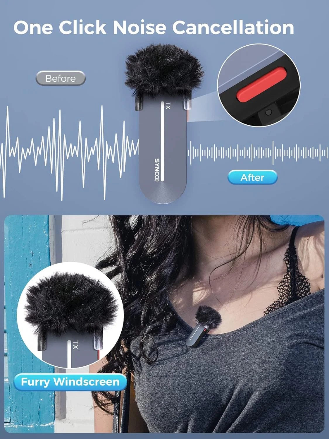 میکروفون یقهای بیسیم SYNCO، مدل P1L 2.4GHz، میکروفون بیسیم گوشی هوشمند با جعبه شارژ، Plug & Play برای آیفون، آیپد، یوتیوب، ولاگ، میکروفون یقهای بیسیم گوشی میکروفون یقهای بیسیم SYNCO، مدل P1L 2.4GHz، میکروفون بیسیم گوشی هوشمند با جعبه شارژ، Plug & Play برای آیفون، آیپد، یوتیوب، ولاگ، میکروفون یقهای بیسیم گوشی