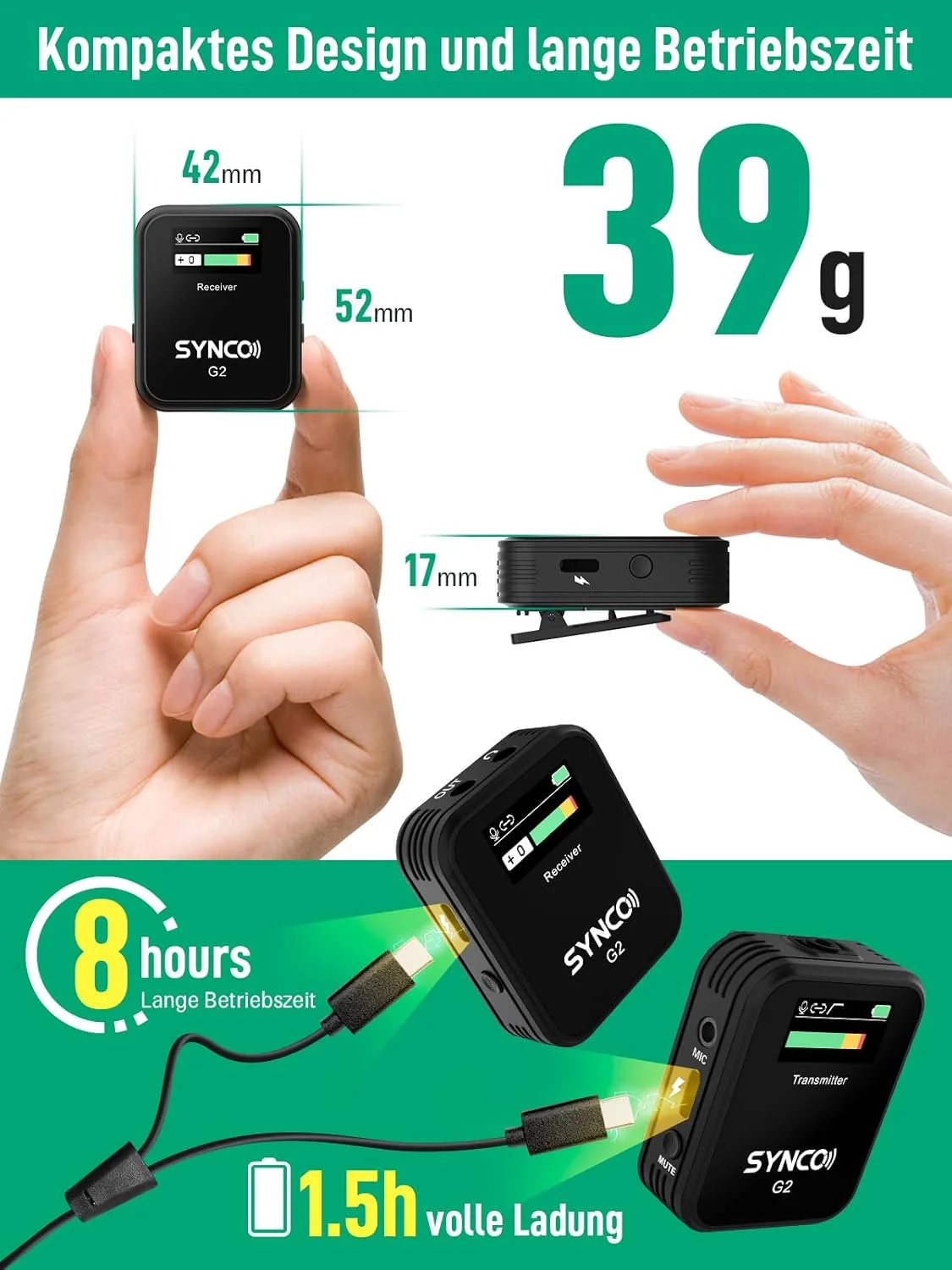 میکروفون یقهای بیسیم SYNCO G2 A1، سیستم میکروفون بیسیم گیرهای تا 70 متر برای دوربین DSLR، دوربین فیلمبرداری، تلفن هوشمند، کامپیوتر، لپتاپ برای مصاحبه، ضبط ویدیو در یوتیوب میکروفون یقهای بیسیم SYNCO G2 A1، سیستم میکروفون بیسیم گیرهای تا 70 متر برای دوربین DSLR، دوربین فیلمبرداری، تلفن هوشمند، کامپیوتر، لپتاپ برای مصاحبه، ضبط ویدیو در یوتیوب