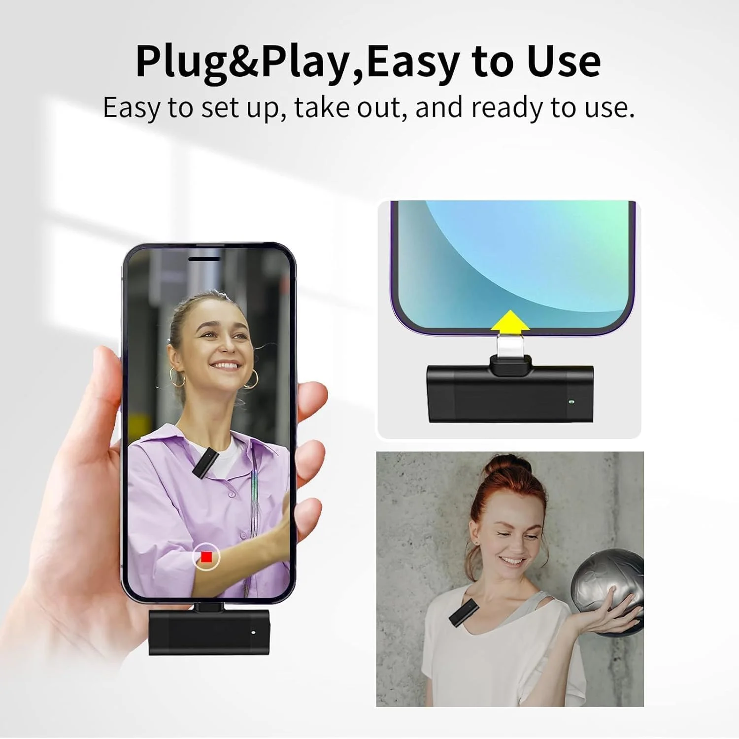 میکروفون یقهای بیسیم برای آیفون، میکروفون بیسیم با حذف نویز فعال با برد 50 متری، عمر باتری 8 ساعته، فوقالعاده کوچک و قابل حمل میکروفون یقهای بیسیم برای آیفون، میکروفون بیسیم با حذف نویز فعال با برد 50 متری، عمر باتری 8 ساعته، فوقالعاده کوچک و قابل حمل