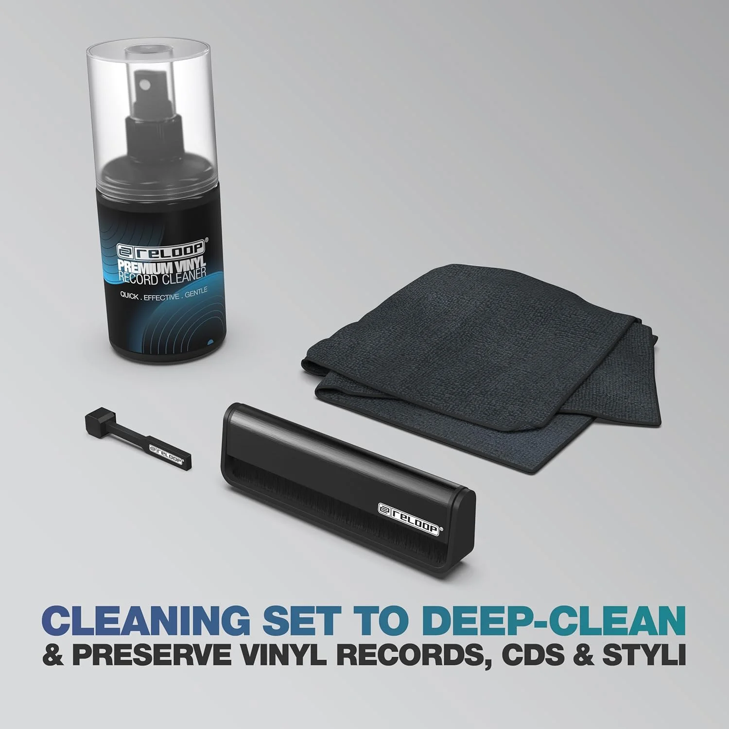 مجموعه تمیز کننده حرفه ای DJ رلوپ MK2 - برس صفحه کربنی، پارچه تمیز کننده ضد الکتریسیته ساکن، محلول تمیز کننده وینیل/سوزن مجموعه تمیز کننده حرفه ای DJ رلوپ MK2 - برس صفحه کربنی، پارچه تمیز کننده ضد الکتریسیته ساکن، محلول تمیز کننده وینیل/سوزن