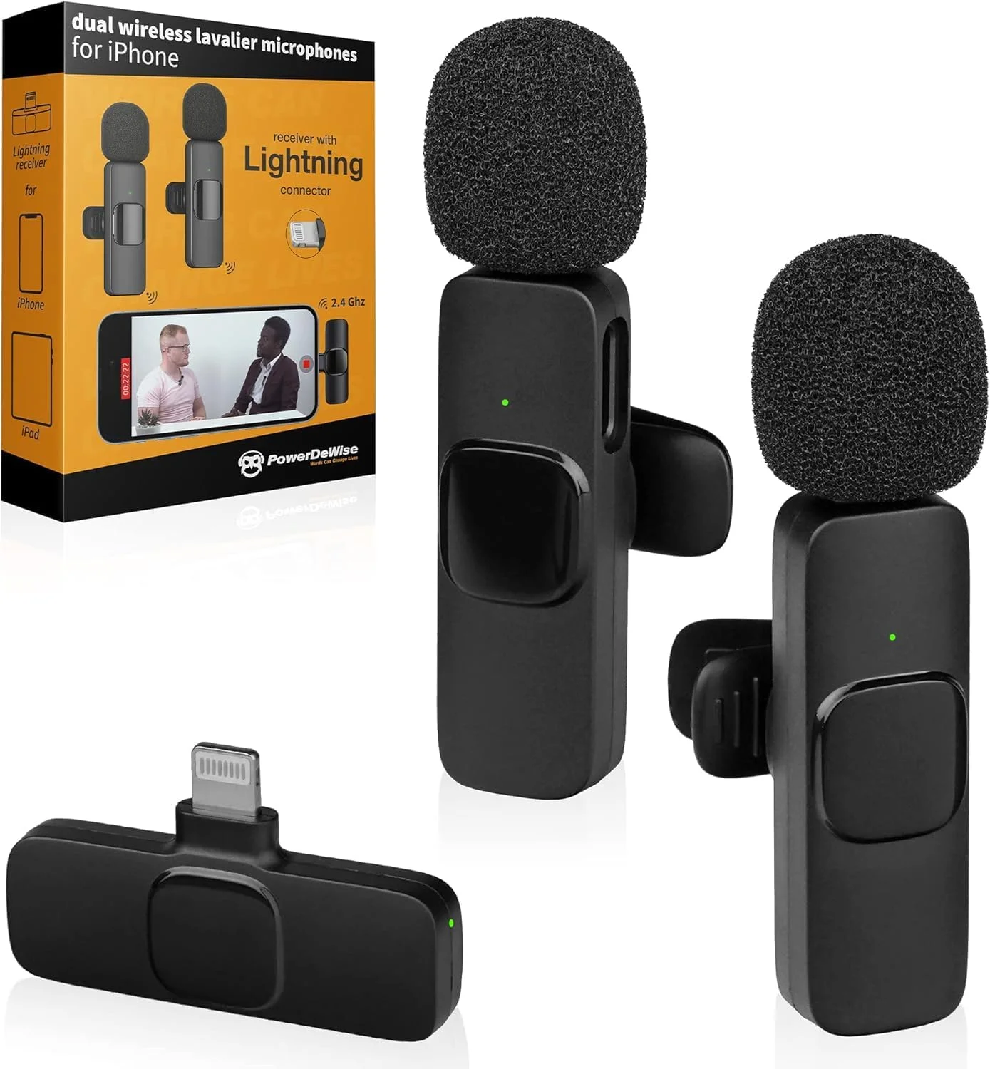 میکروفون یقه‌ای اکسترنال حرفه‌ای برای آیفون، آیپد، آیپاد، میکروفون کاندنسر امنی‌دایرکشنال، تلفن، ضبط صدا و تصویر، قابل حمل، مصاحبه، تیک‌تاک (3.6 متر)