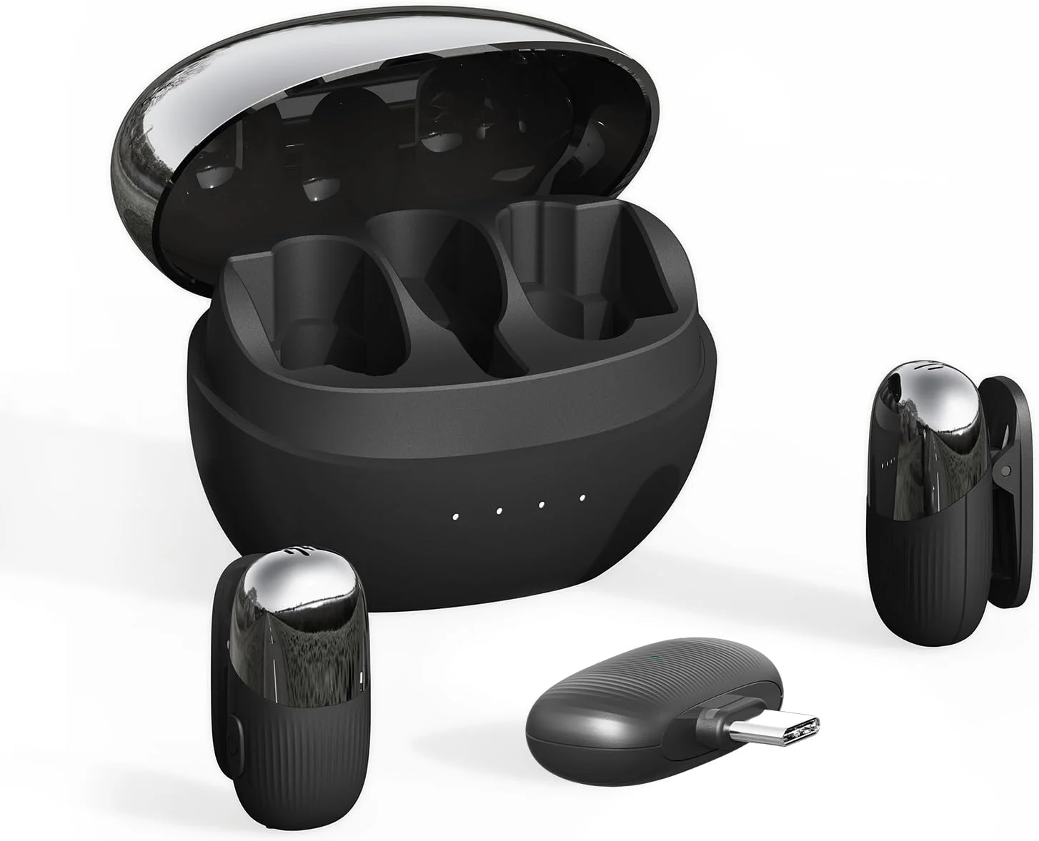 میکروفون یقه‌ای بی‌سیم حرفه‌ای Pilipane، مجموعه میکروفون دوتایی با کیفیت صدای Hi-Fi، کاهش نویز، فناوری بی‌سیم 2.4 گیگاهرتز - اتصال و پخش برای پخش زنده - فضای باز - (مشکی)