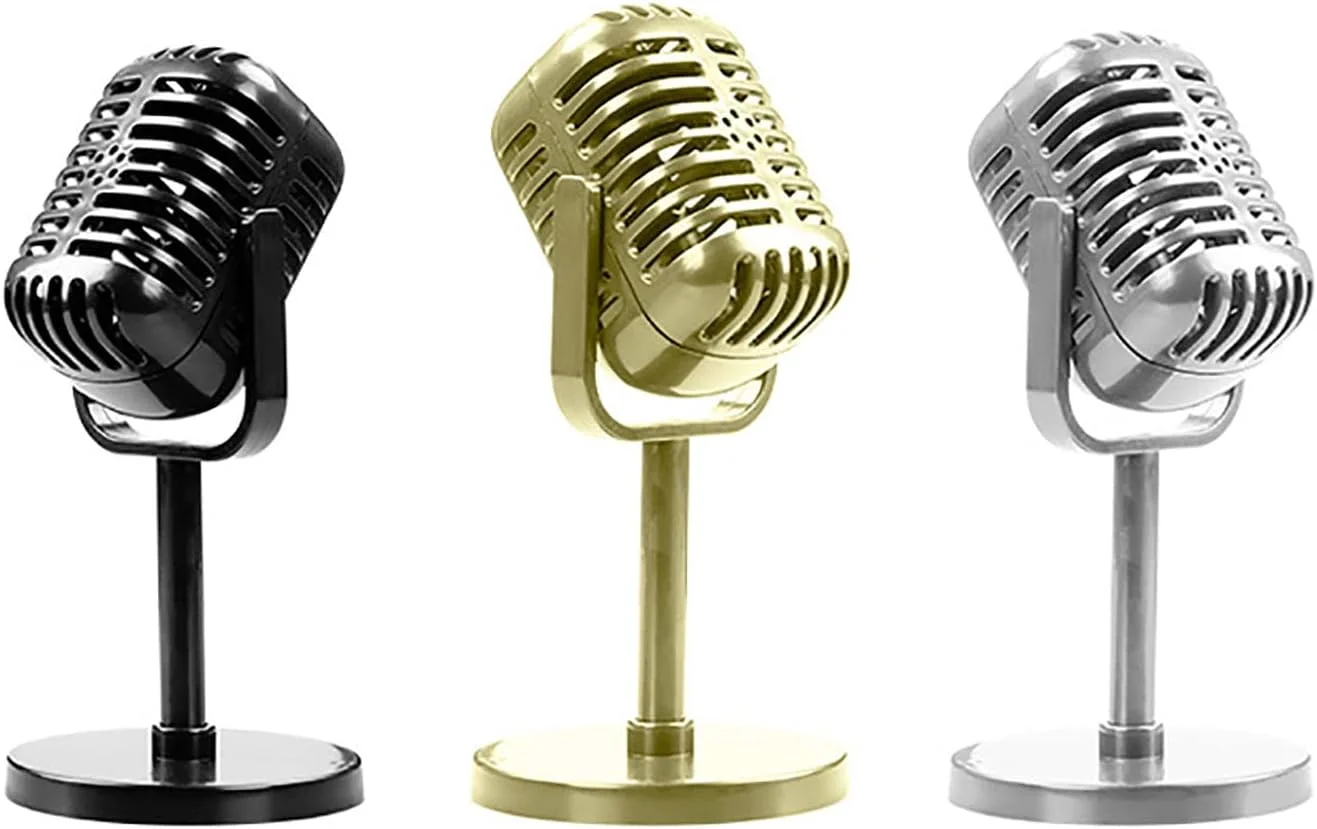 میکروفون قدیمی، دکور صحنه یکپارچهسازی با سیستمعامل، میکروفون تقلبی برای کارائوکه، مهمانی ها، ایفای نقش