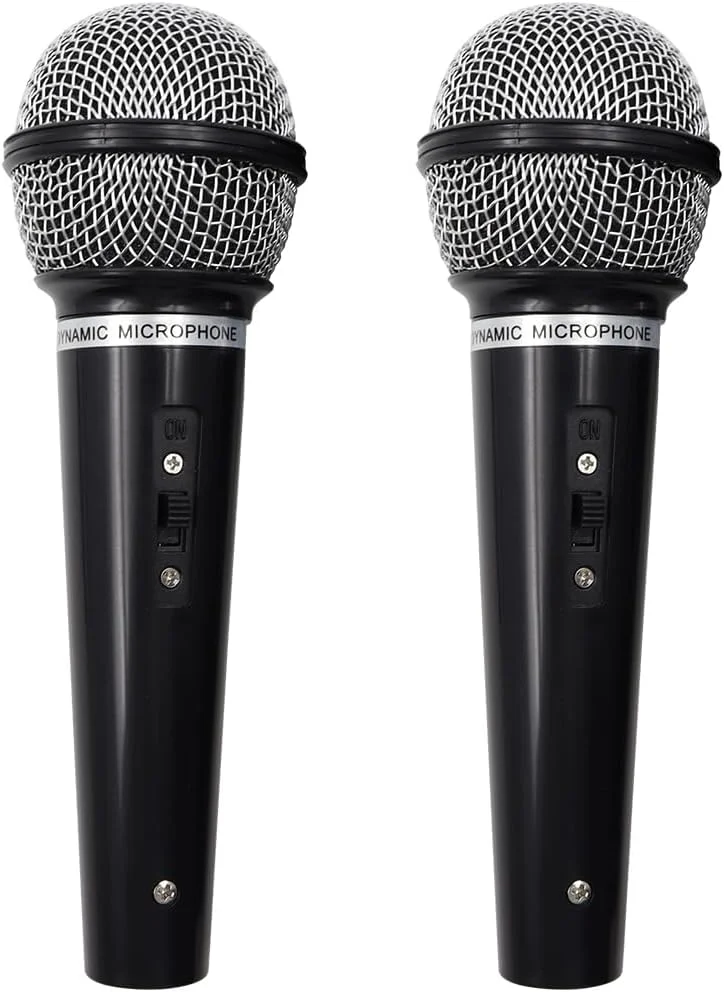 مجموعه مینی میکروفون، 2 عددی، مدل میکروفون دستی جمع و جور برای ایفای نقش، وسایل نمایش با طراحی ایمن و صاف برای دستان کوچک