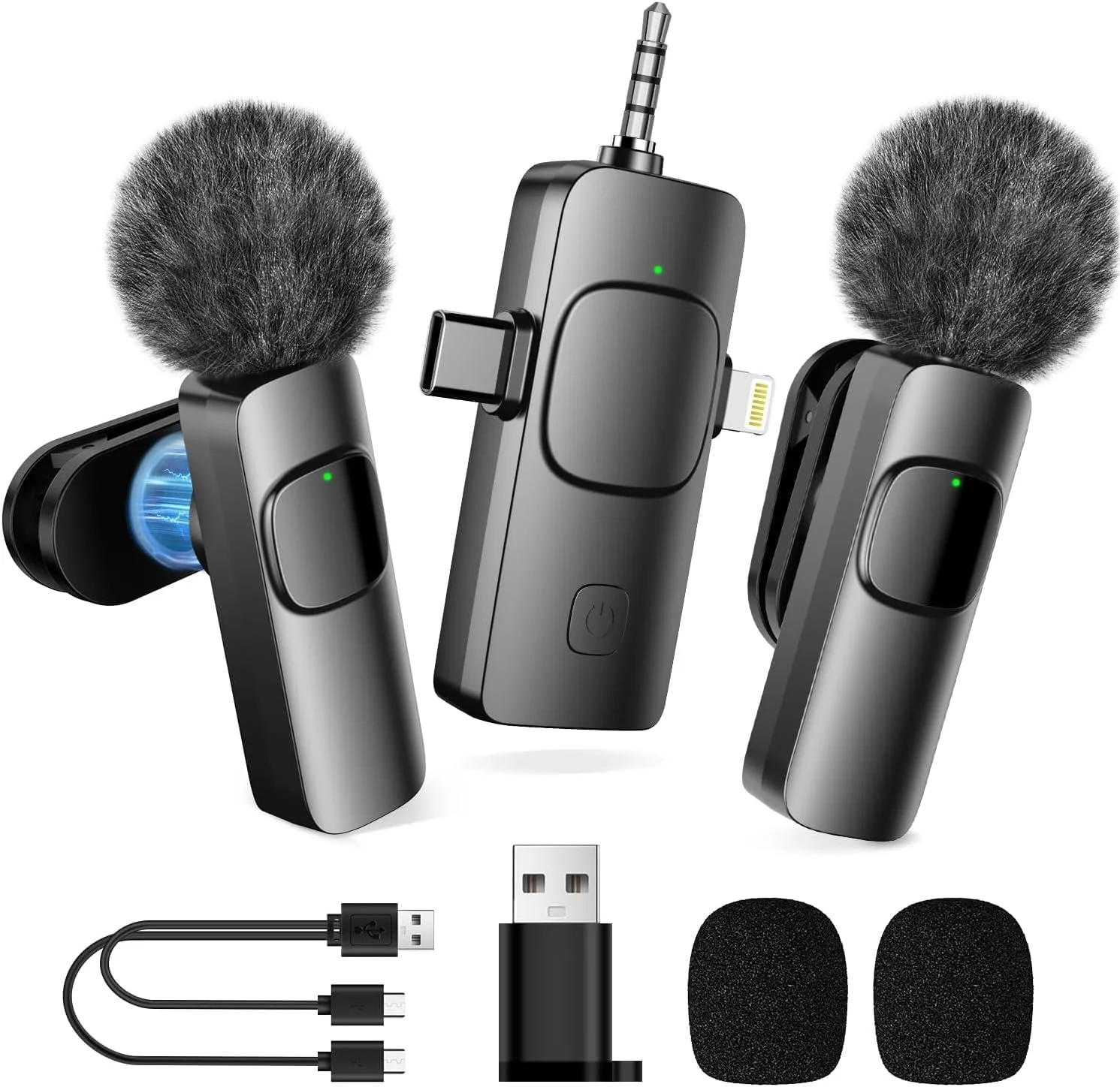 میکروفون یقه‌ای بی‌سیم برای موبایل/آیفون/اندروید/کامپیوتر/دوربین، میکروفون کوچک برای ضبط ویدیو، پخش زنده، یوتیوب، تیک‌تاک، ولاگ، مصاحبه – میکروفون با حذف نویز