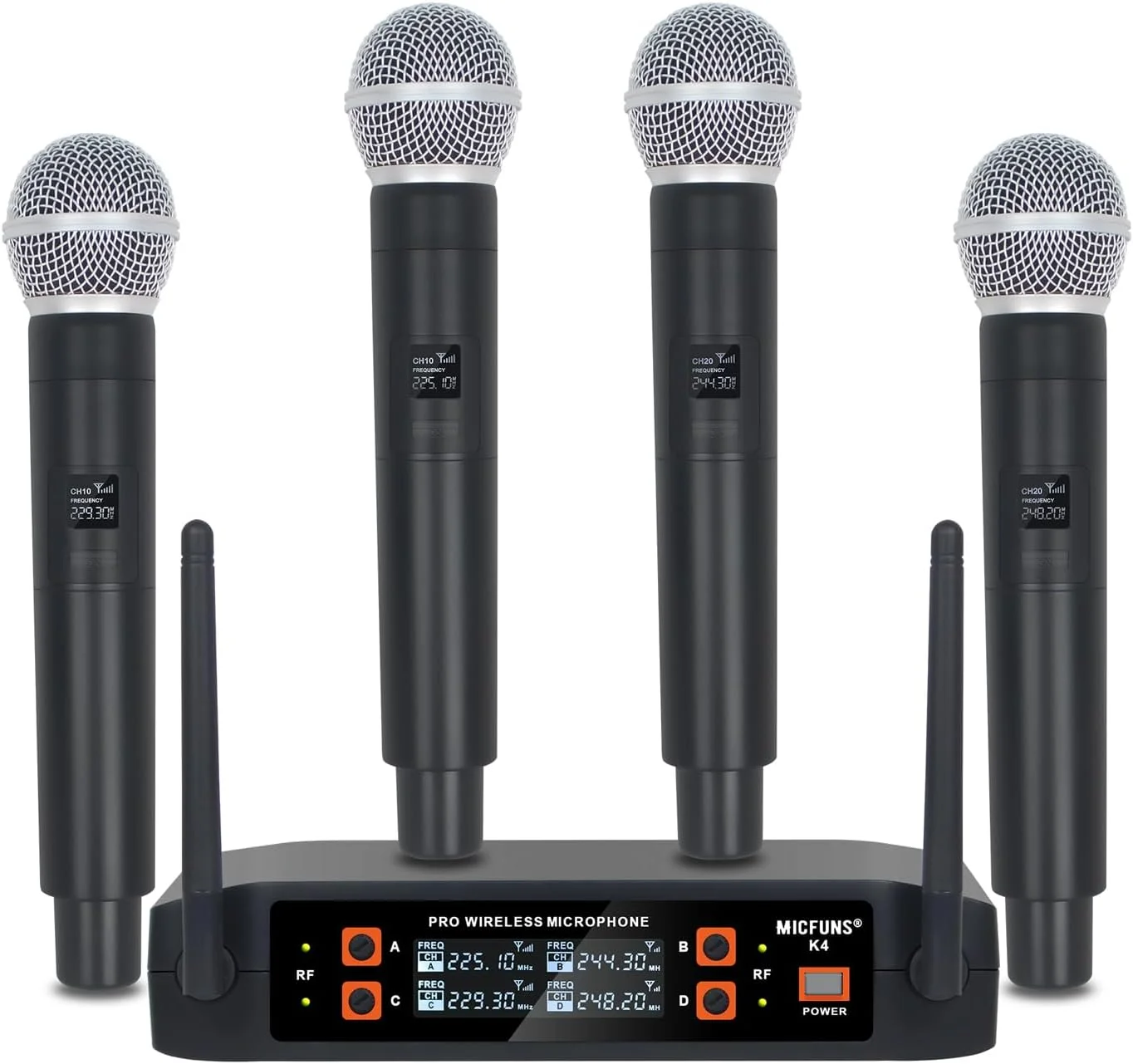 میکروفون بی سیم دستی مدل K4 مناسب برای خوانندگی در استیج و کارائوکه (مشکی)