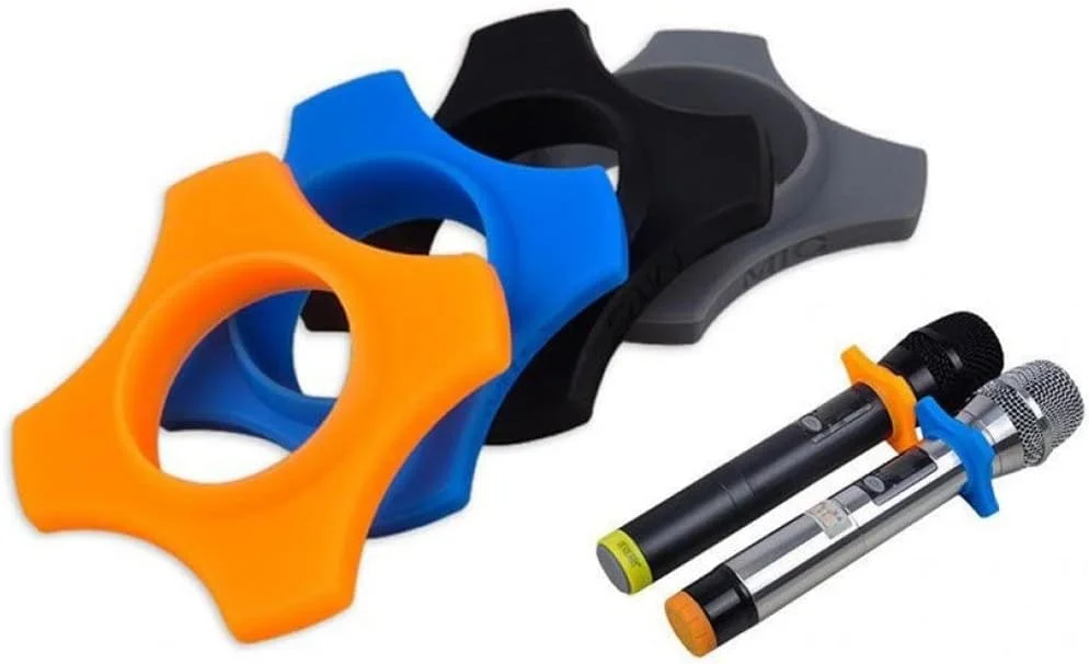 حلقه محافظ میکروفون، 4 عدد حلقه ضد غلتش برای میکروفون دستی بی سیم، حلقه میکروفون، آستین محافظ ضد لغزش برای میکروفون بی سیم