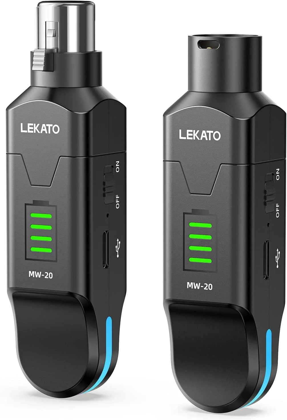 سیستم میکروفون بی سیم 2.4 گیگاهرتز LEKATO، فرستنده گیرنده XLR، فانتوم پاور 48 ولت، برای میکروفون های کندانسور و دینامیک، پلاگ اند پلی، 8 ساعت عمر باتری، مناسب برای PA، میکسر، اجرای زنده (MW-20)