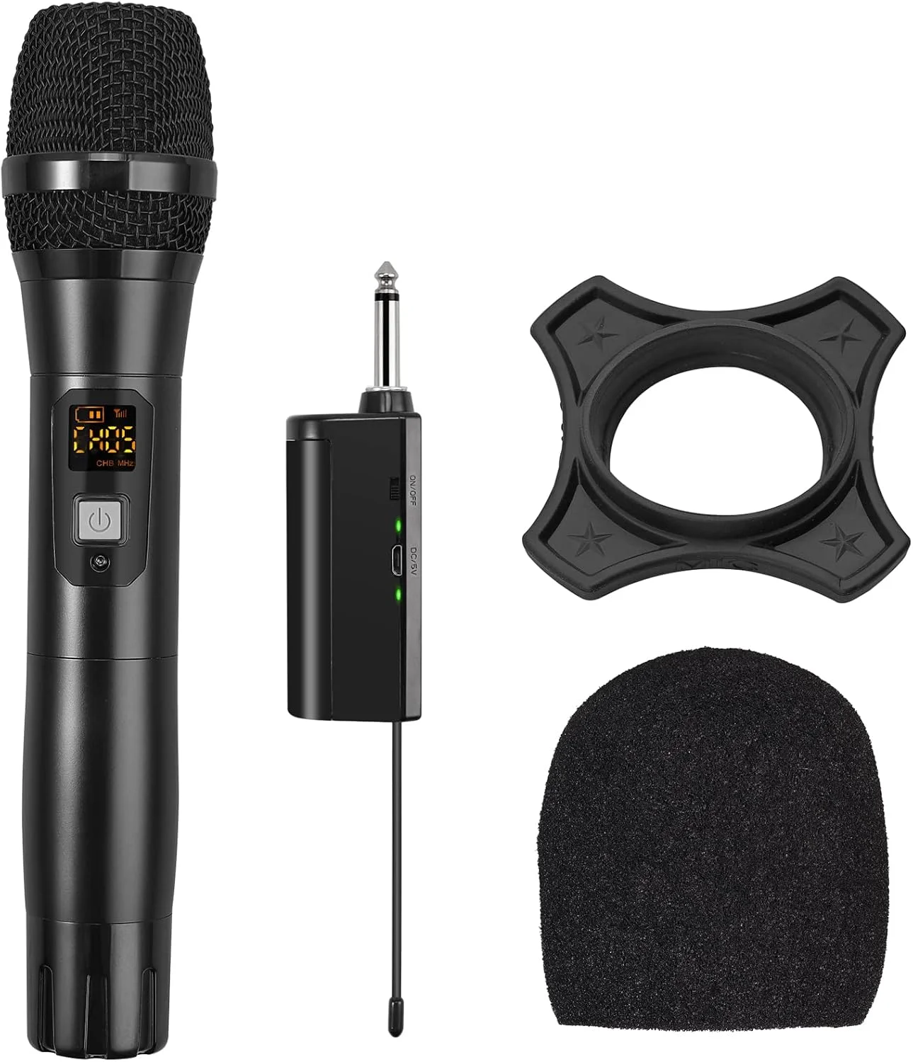 میکروفون بی سیم LiNKFOR UHF سیستم میکروفون دینامیک دوگانه با گیرنده قابل شارژ، برای ماشین های کارائوکه، دی جی، آواز، کلیسا، عروسی، بلندگوها، تقویت کننده، سیستم های PA