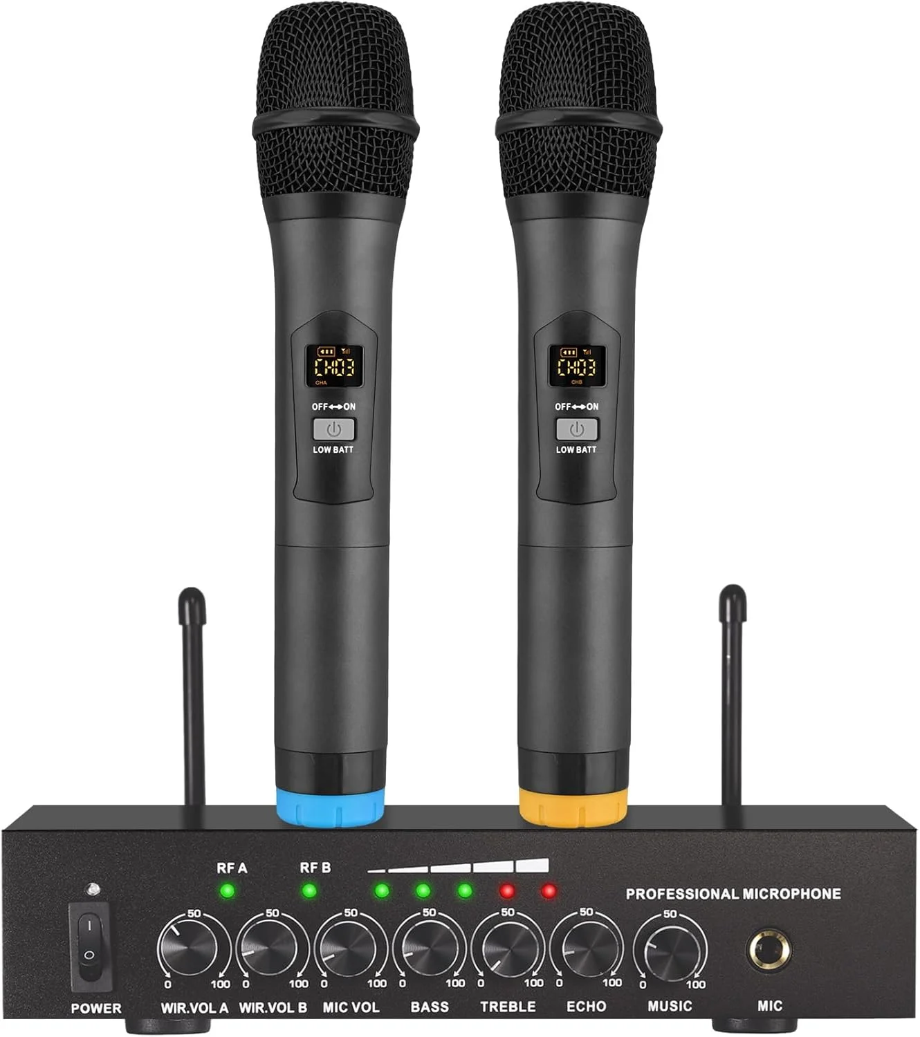 میکروفون بی سیم UHF LiNKFOR میکروفون کارائوکه بی سیم بلوتوث 4.2 سیستم میکروفون دستی بی سیم UHF سیستم میکروفون بی سیم دوگانه با 6.35mm/RCA برای مهمانی عروسی DJ کلیسا