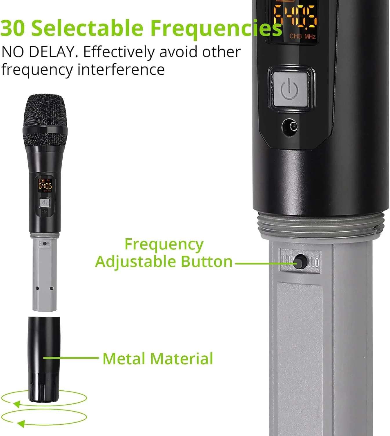 میکروفون بی سیم LiNKFOR UHF سیستم میکروفون دینامیک دوگانه با گیرنده قابل شارژ، برای ماشین های کارائوکه، دی جی، آواز، کلیسا، عروسی، بلندگوها، تقویت کننده، سیستم های PA