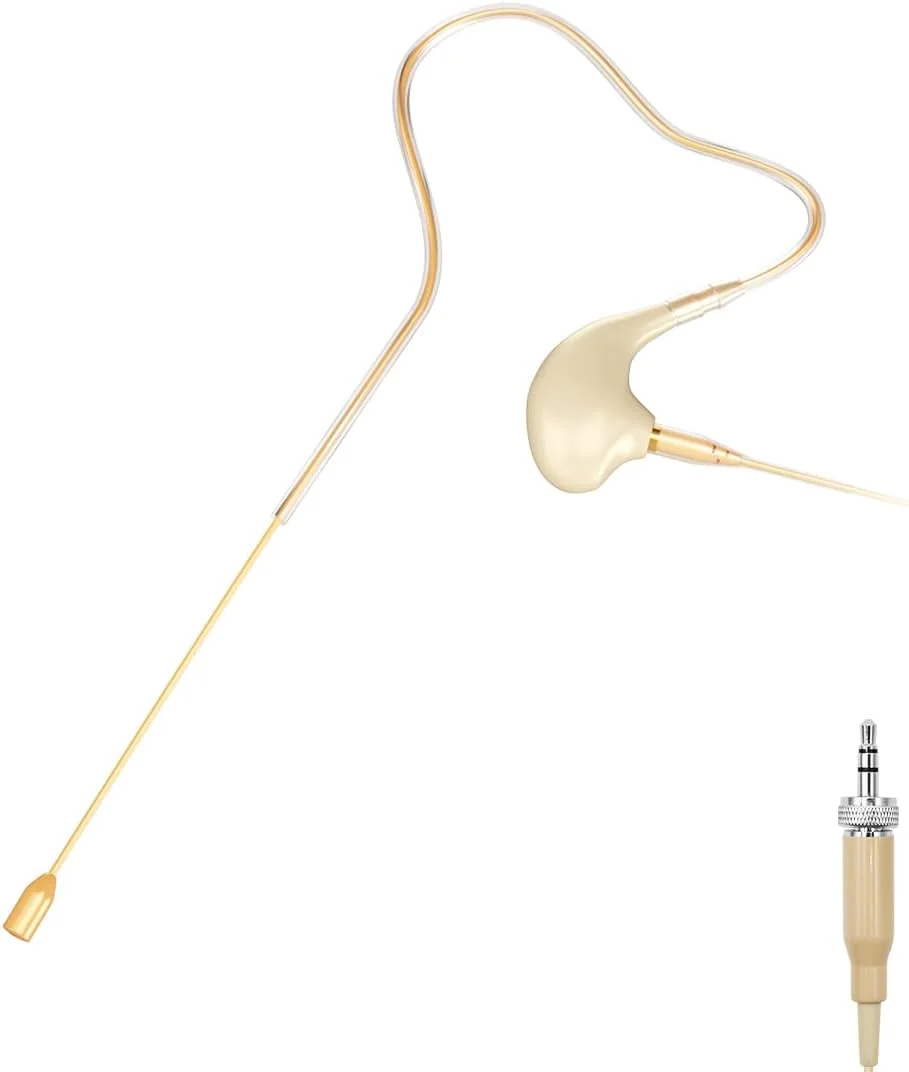 میکروفون تک گوشی KIMAFUN، میکروفون خازنی آویز گوشی سازگار با فرستنده بادی‌پک سیستم بی‌سیم Senn_heiser، بژ، HC-830 C2