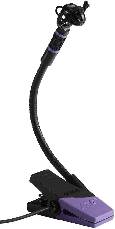 میکروفون سازهای بادی الکترت JTS CX-508 برای ضبط صدای سازهای بادی، میکروفون گردن غازی برای نصب آسان، تقویت کننده ساز به همراه جعبه حمل و نقل و محافظ باد، به رنگ مشکی