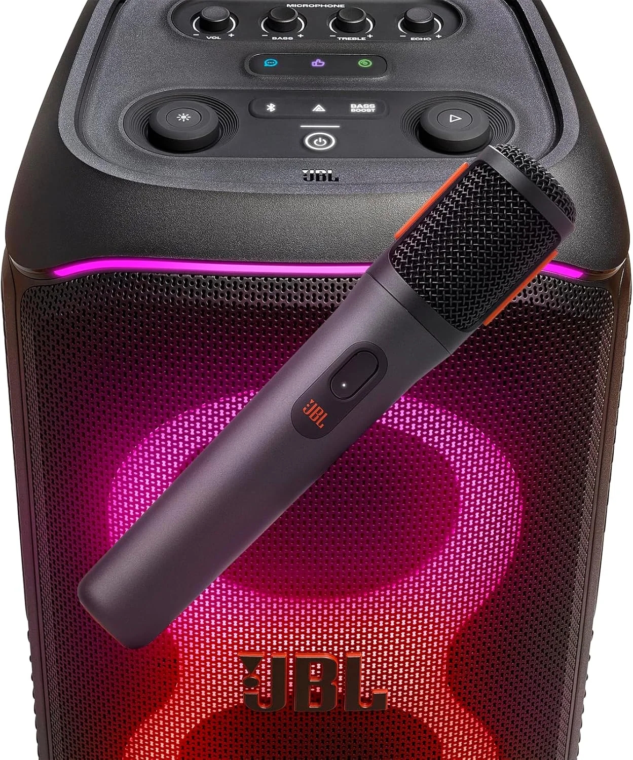 میکروفون بی سیم JBL PartyBox - 2 عدد میکروفون بی سیم دیجیتال، باتری قابل شارژ (20 ساعت - 700 میلی آمپر ساعت)، صدای واضح، صدای شفاف، اتصال پایدار 2.4 گیگاهرتز، سازگار با همه