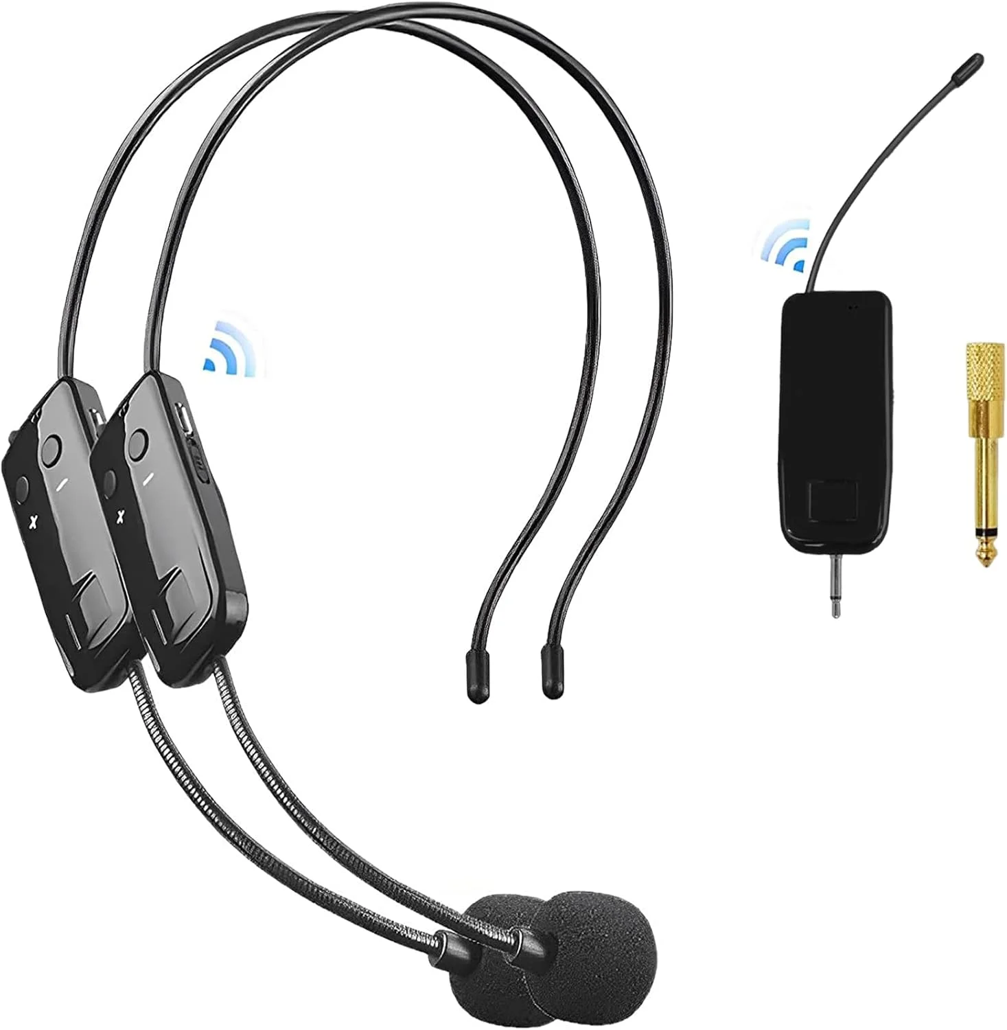 میکروفون هدست بی سیم، میکروفون UHF بی سیم حرفه ای انتقال پایدار 50 متری، میکروفون هدست و دستی 2 در 1 برای مربی تناسب اندام، معلم، آواز خواندن، تقویت کننده، سیستم PA