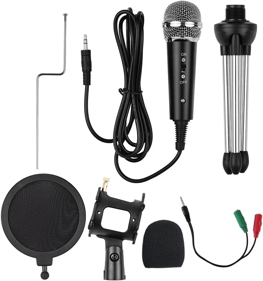 کیت میکروفون ویدیویی Irfora با پایه میکروفون، لرزه‌گیر، پاپ فیلتر، بادگیر و کابل آداپتور با فیش 3.5 میلی‌متری