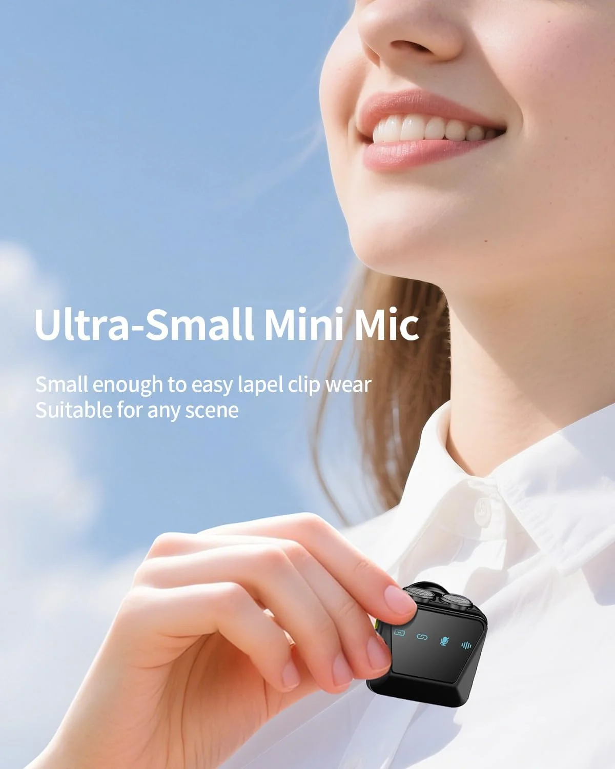 میکروفون یقه‌ای بی‌سیم برای گوشی‌های آیفون/اندروید و کامپیوتر، میکروفون گیره‌ای بی‌سیم با قابلیت حذف نویز برای پخش زنده، ضبط ویدیو، مصاحبه، یوتیوب، تیک‌تاک و ولاگ