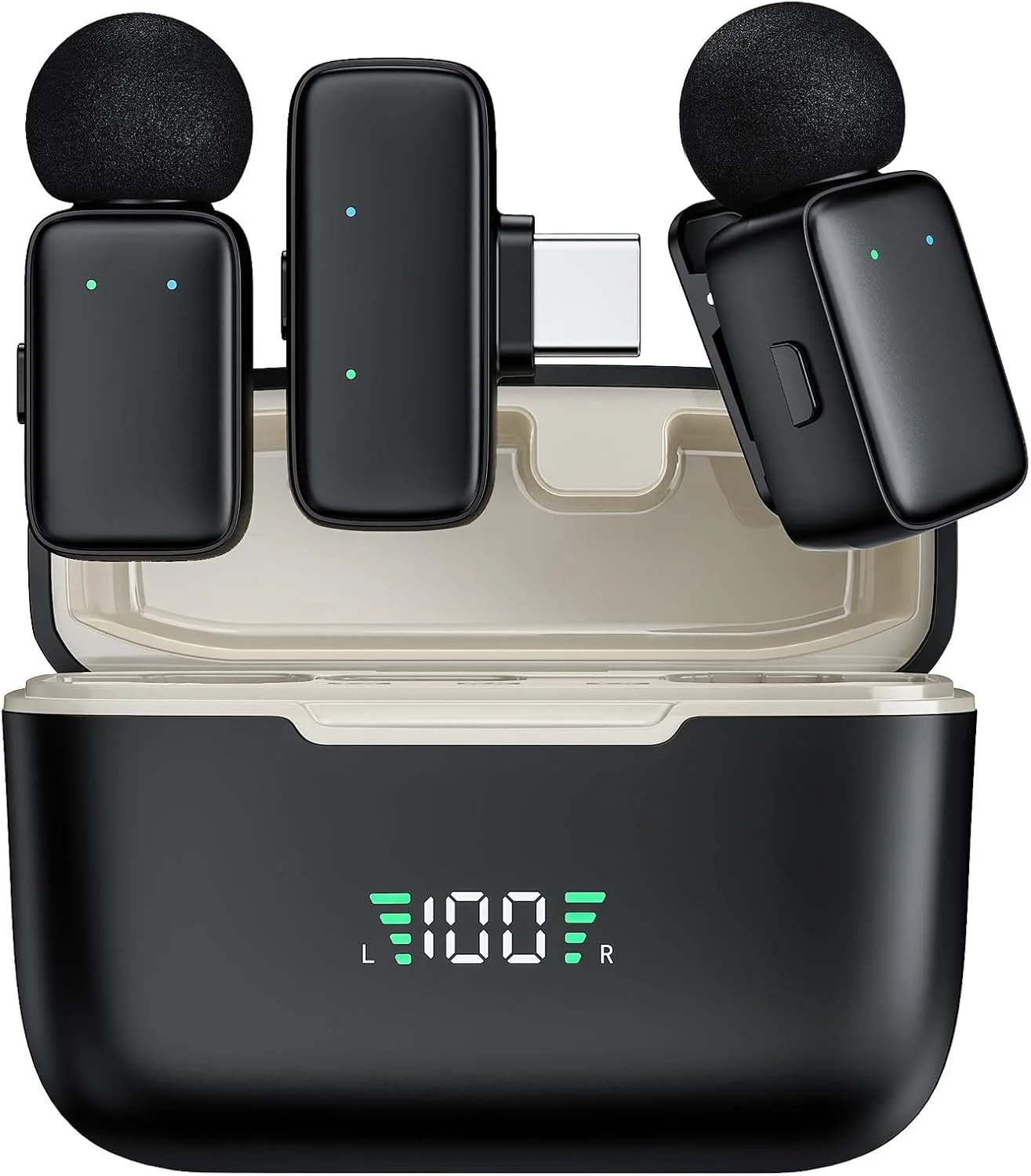 میکروفون یقه ای بی سیم کوچک برای گوشی های آیفون/اندروید، میکروفون گیره ای بی سیم با قابلیت حذف نویز، صدای هوش مصنوعی برای پخش زنده، ضبط ویدیو، مصاحبه، یوتیوب، تیک تاک، ولاگ