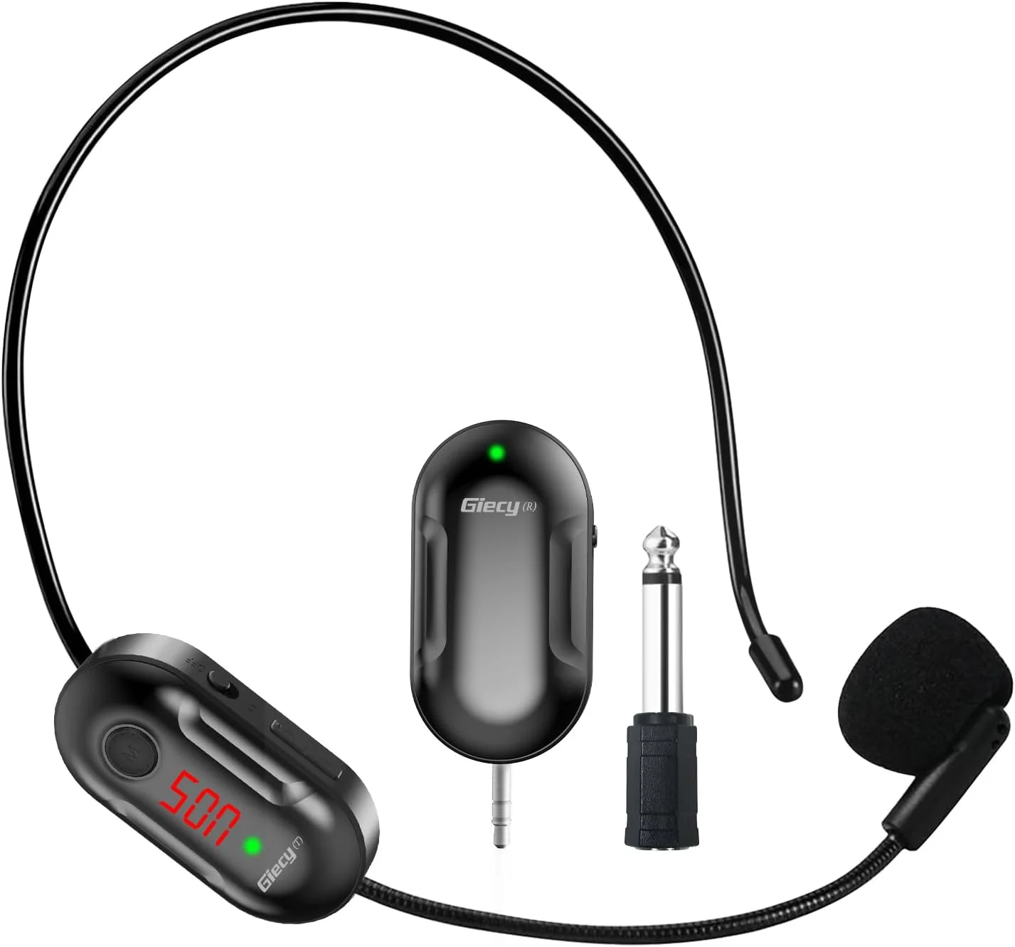 هدست میکروفون بی سیم، سیستم میکروفون هدست رادیویی UHF میکروفون قابل شارژ و گیرنده بی سیم برای تقویت کننده صدا، سیستم PA، معلمان، راهنمایان تور، اتوبوس های مسافرتی