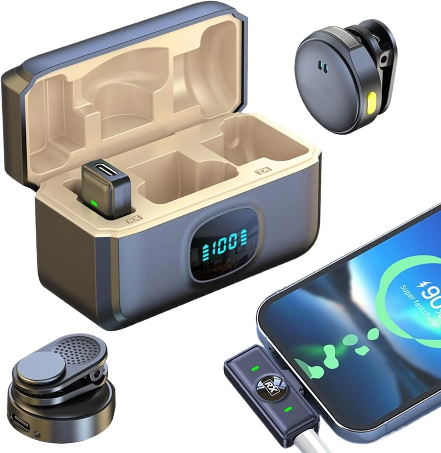 میکروفون گیره ای جنریک، میکروفون کوچک برای ولاگ، قابل حمل با قابلیت حذف نویز برای آواز، ولاگ، موسیقی و پخش زنده