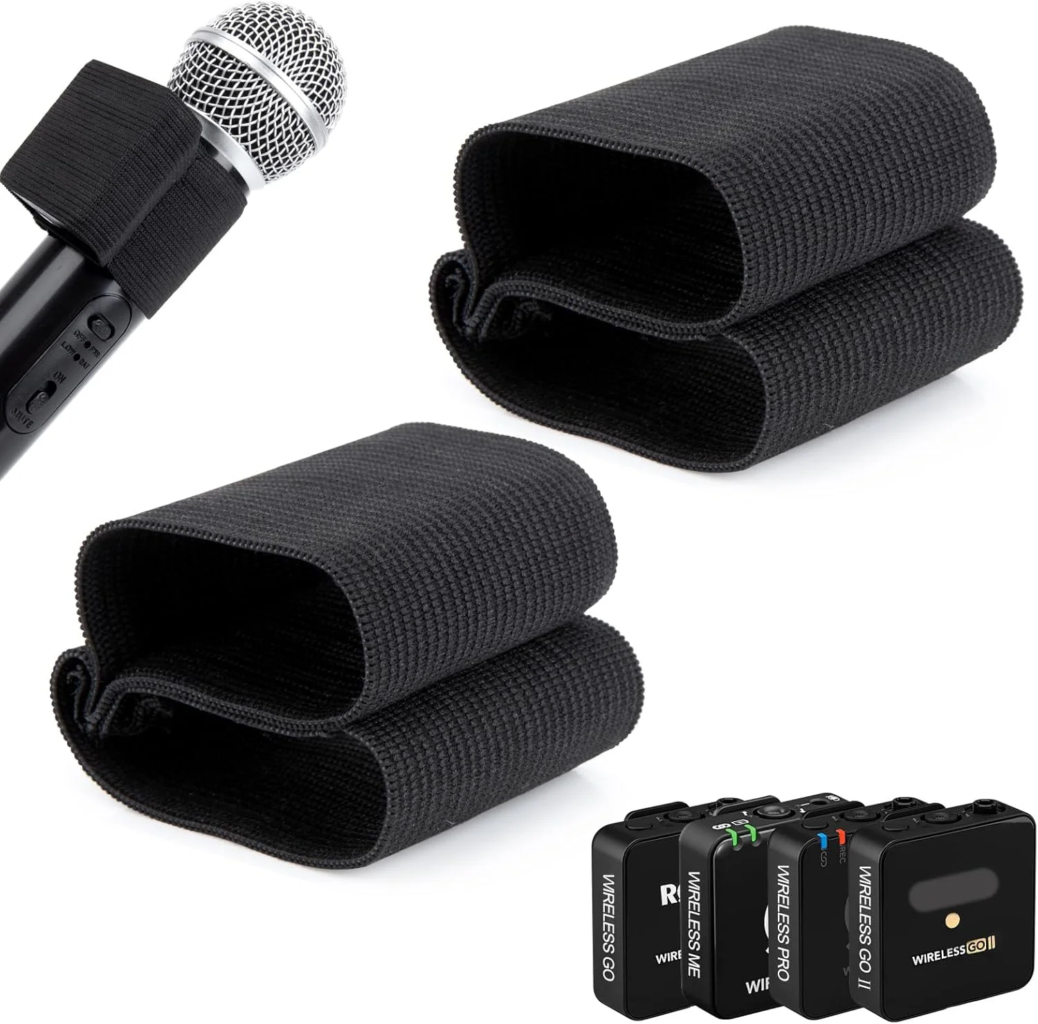 بند الاستیک انعطاف پذیر برای Rode Wireless GO II/ME/PRO - بند کشی میکروفون، بند الاستیک میکروفون برای Vlog و پخش زنده (2 عدد)