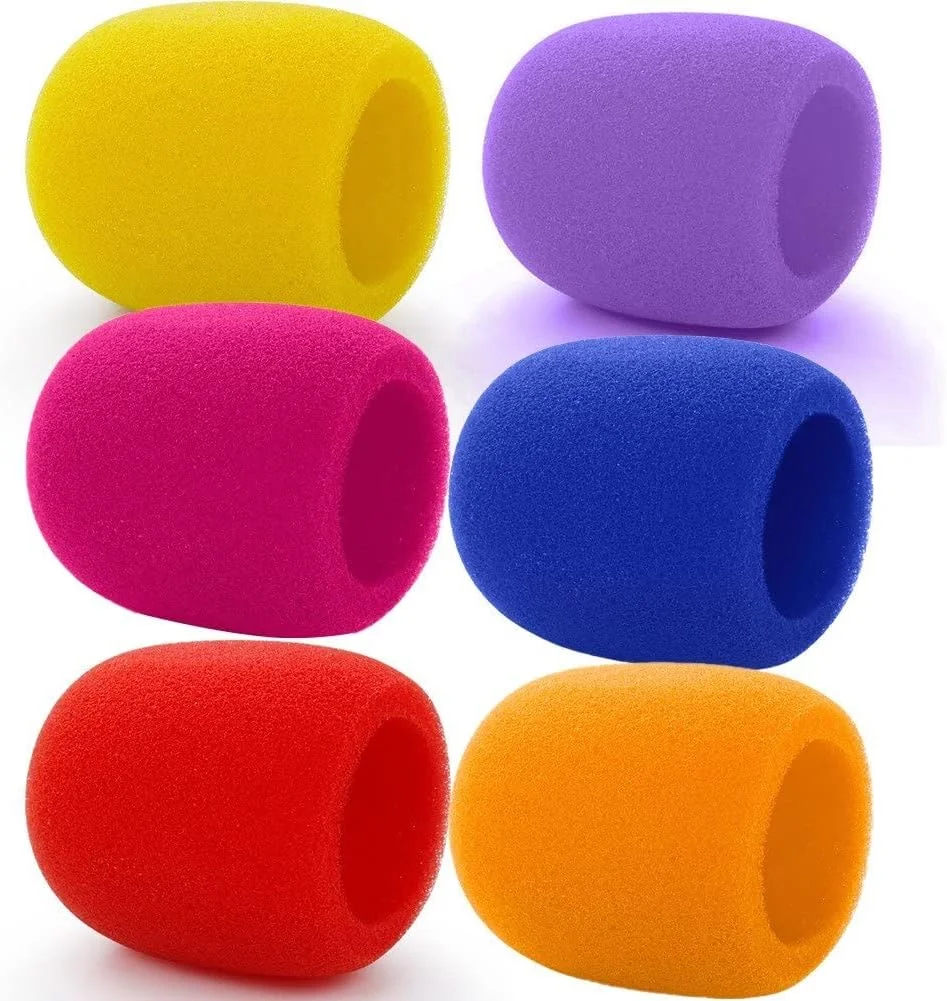 روکش میکروفون دستی 6 عددی - روکش های میکروفون استیج فوم میکروفون قابل شستشو - روکش ضد باد برای مصاحبه