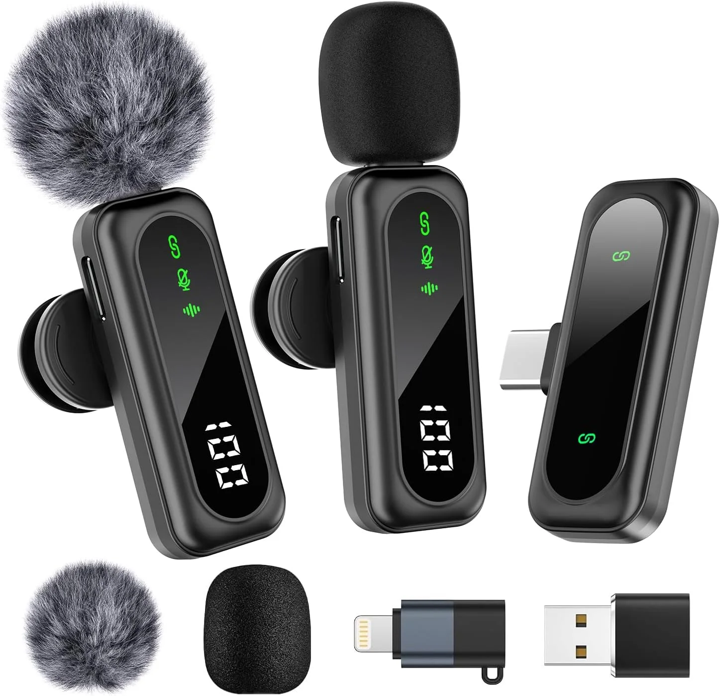 میکروفون یقه‌ای بی‌سیم برای آیفون/اندروید/کامپیوتر، میکروفون کوچک با حذف نویز، سازگار برای ضبط ویدیو، ولاگ، مصاحبه، یوتیوب، تیک‌تاک