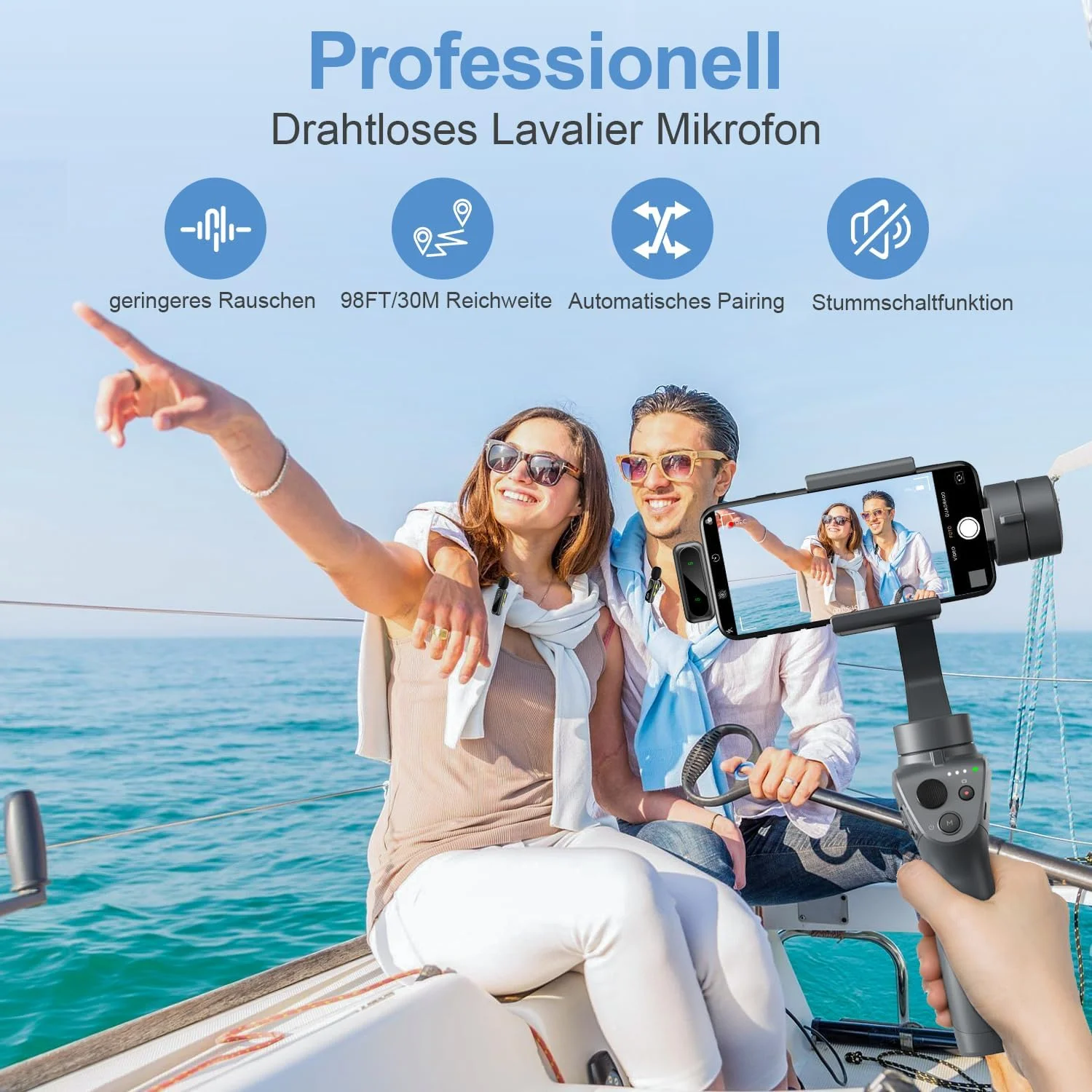 میکروفون یقهای بیسیم برای آیفون/اندروید/کامپیوتر، میکروفون کوچک با حذف نویز، سازگار برای ضبط ویدیو، ولاگ، مصاحبه، یوتیوب، تیکتاک میکروفون یقهای بیسیم برای آیفون/اندروید/کامپیوتر، میکروفون کوچک با حذف نویز، سازگار برای ضبط ویدیو، ولاگ، مصاحبه، یوتیوب، تیکتاک