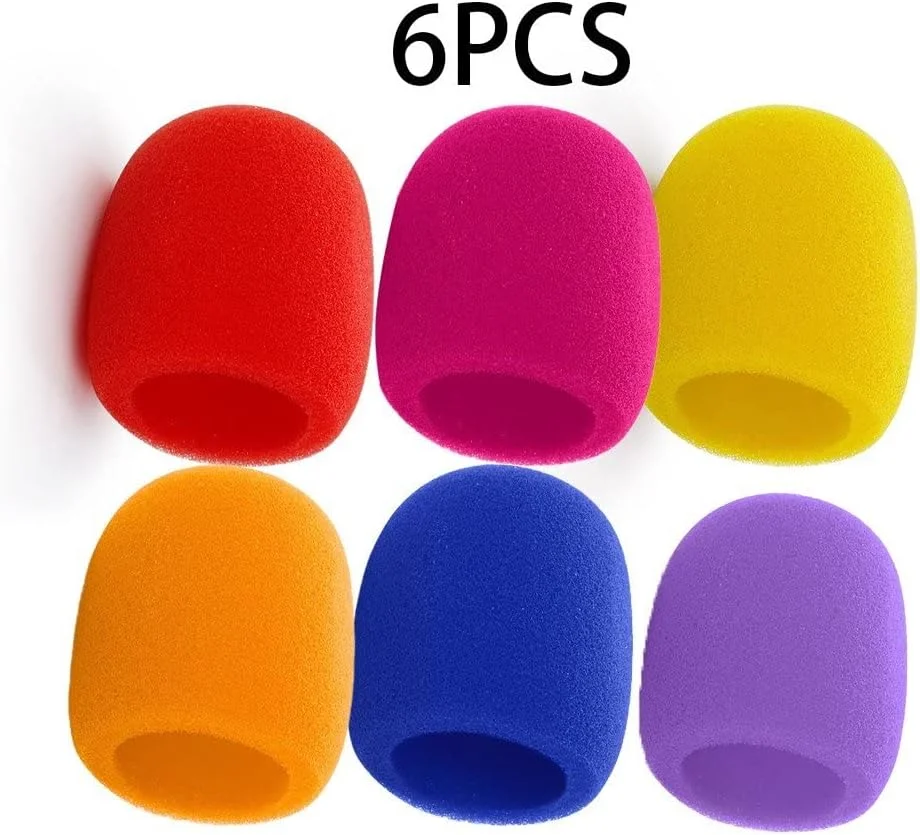 روکش میکروفون دستی 6 عددی - روکش های میکروفون استیج فوم میکروفون قابل شستشو - روکش ضد باد برای مصاحبه