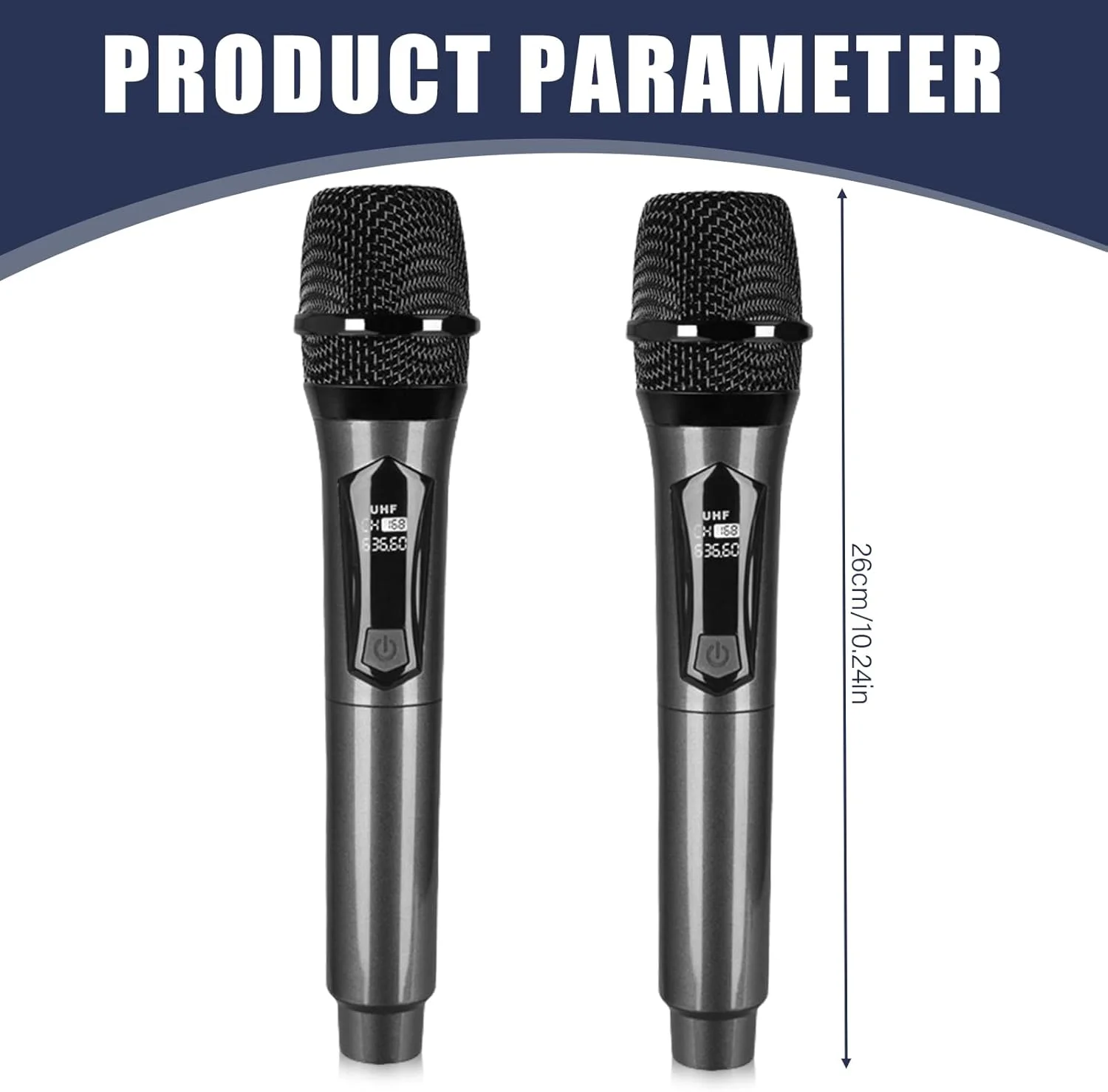 میکروفون بی‌سیم دوگانه، ست میکروفون بی‌سیم با گیرنده قابل شارژ - برد 60 متری، اتصال آسان، صدای شفاف برای کارائوکه، عروسی، مهمانی، سخنرانی، آواز