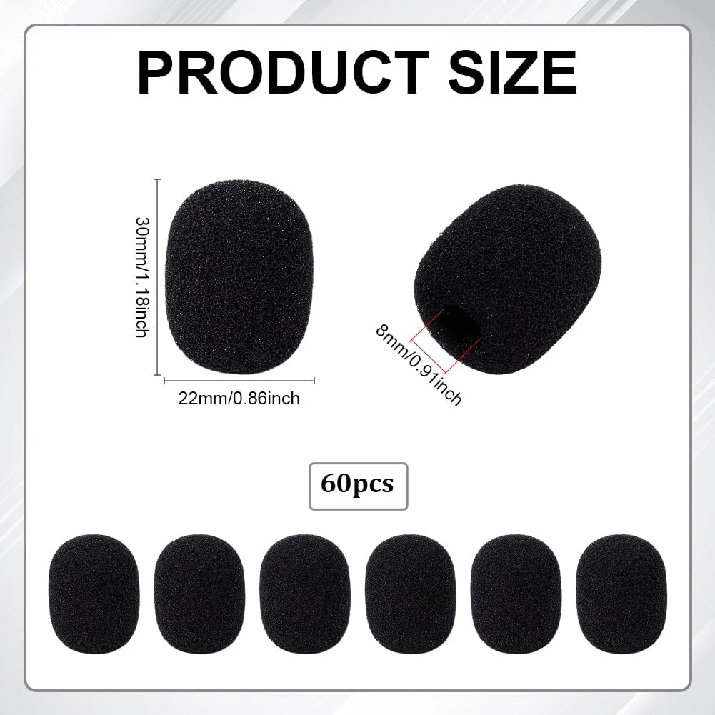 60 عدد روکش اسفنجی میکروفون کوچک، مشکی، بیضی شکل، محافظ باد میکروفون فوم، روکش های مختلف میکروفون، لوازم جانبی برای آلات موسیقی 60 عدد روکش اسفنجی میکروفون کوچک، مشکی، بیضی شکل، محافظ باد میکروفون فوم، روکش های مختلف میکروفون، لوازم جانبی برای آلات موسیقی