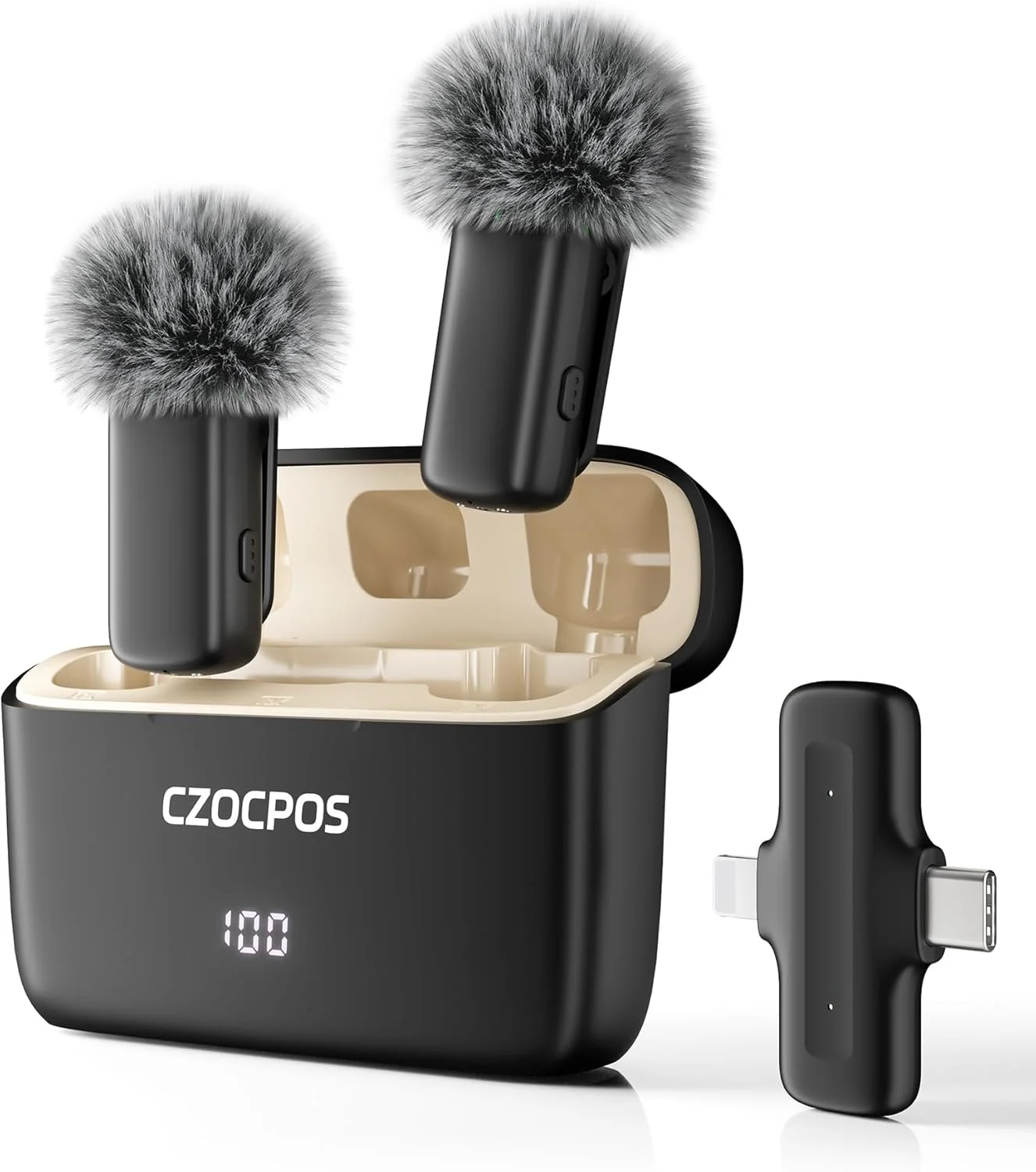 میکروفون یقه‌ای بی‌سیم برای آیفون/آیپد/اندروید با جعبه شارژ، حذف نویز، 36 ساعت عمر باتری، میکروفون کوچک برای آیفون برای ویدیو/یوتیوب/وبلاگ