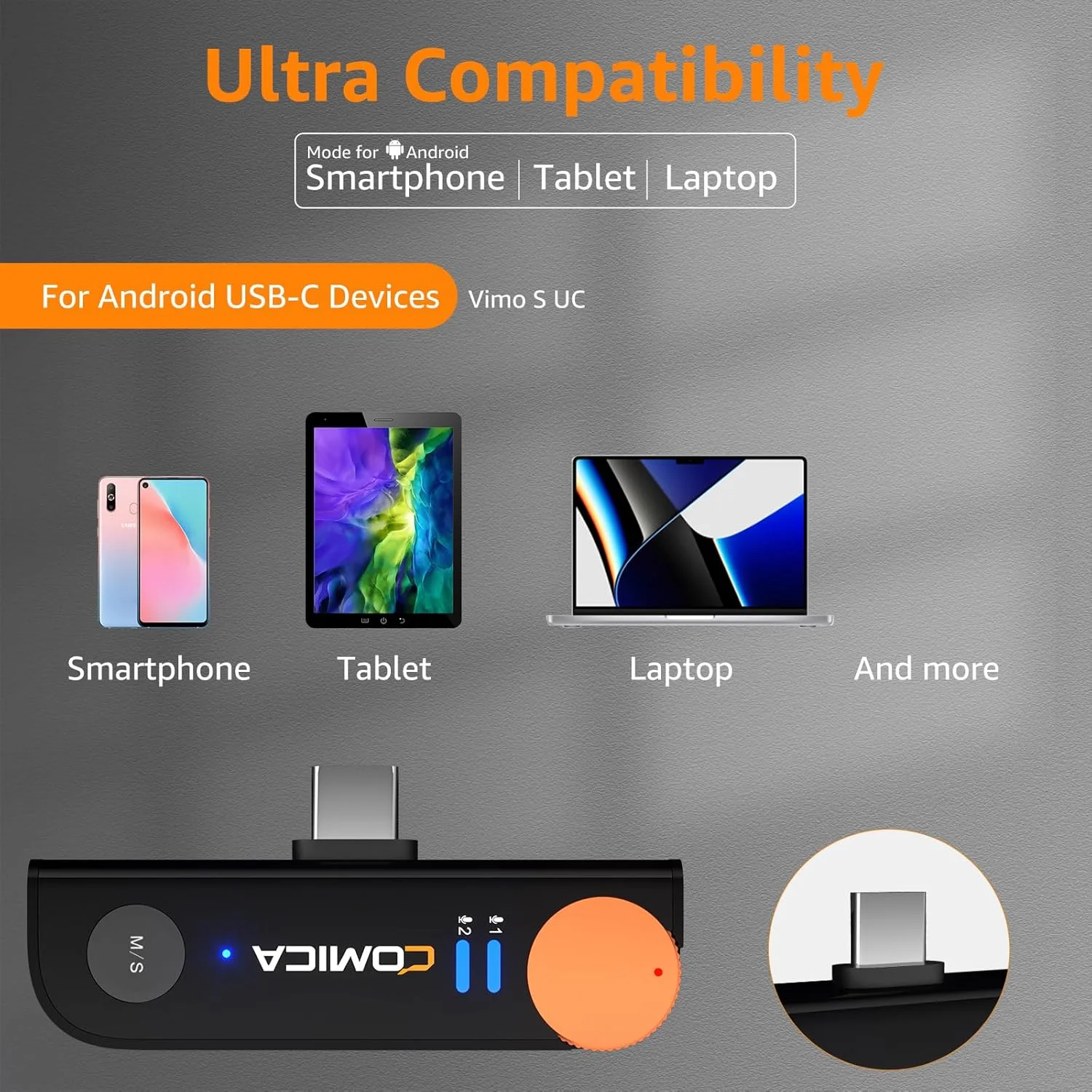 میکروفون بیسیم کمیکا Vimo S UC برای آیفون، میکروفون یقهای بیسیم با قابلیت حذف نویز، 5 ساعت عمر باتری، برد 200 متر، میکروفون بیسیم برای ولاگ، پخش زنده، یوتیوب (USB-C) میکروفون بیسیم کمیکا Vimo S UC برای آیفون، میکروفون یقهای بیسیم با قابلیت حذف نویز، 5 ساعت عمر باتری، برد 200 متر، میکروفون بیسیم برای ولاگ، پخش زنده، یوتیوب (USB-C)