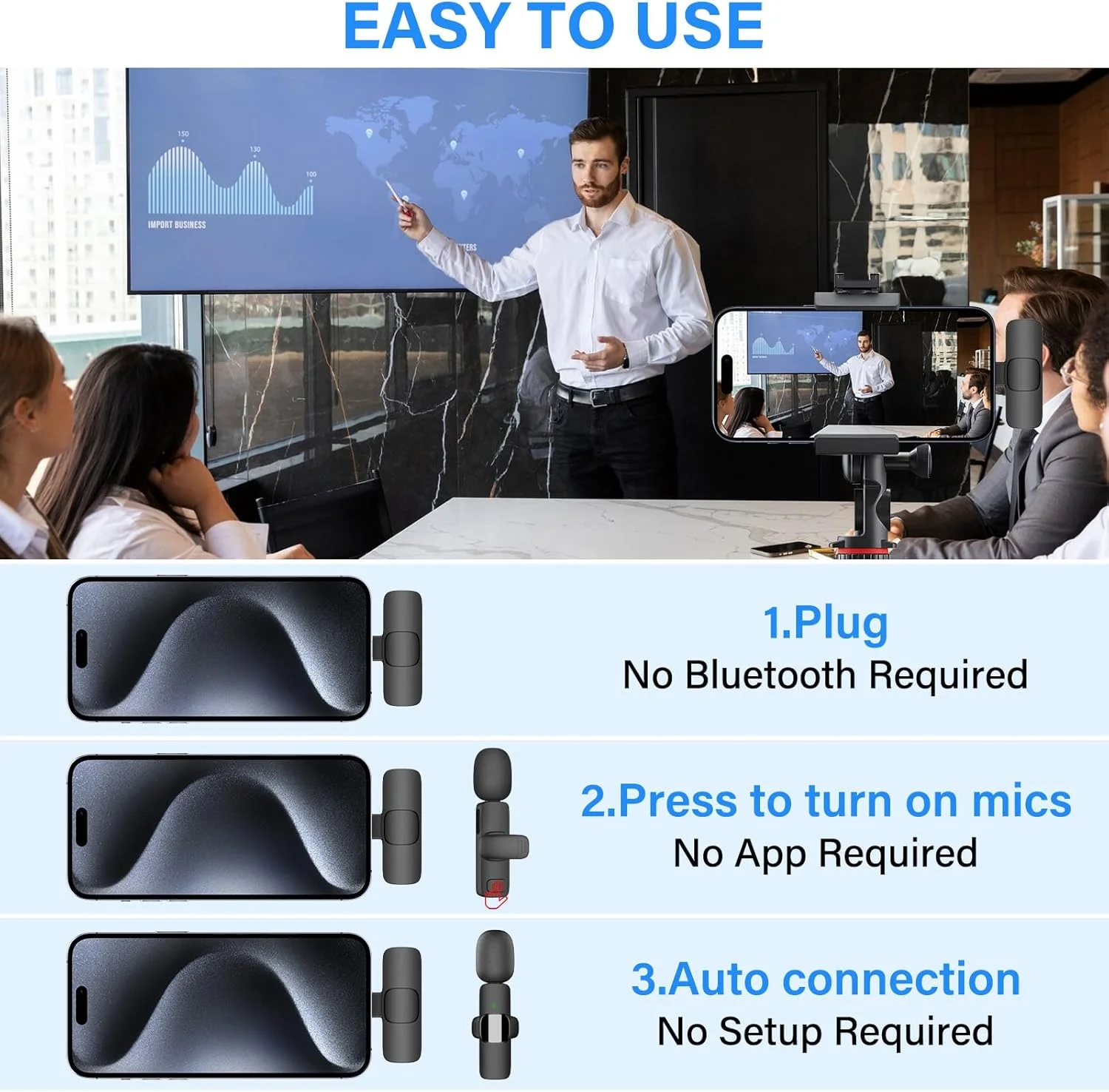 میکروفون یقهای بیسیم برای گوشیهای اندرویدی USB-C - میکروفون گیرهای حرفهای برای ضبط ویدیو، ولاگ، یوتیوب، تیکتاک (ضد باد/2 میکروفون) میکروفون یقهای بیسیم برای گوشیهای اندرویدی USB-C - میکروفون گیرهای حرفهای برای ضبط ویدیو، ولاگ، یوتیوب، تیکتاک (ضد باد/2 میکروفون)