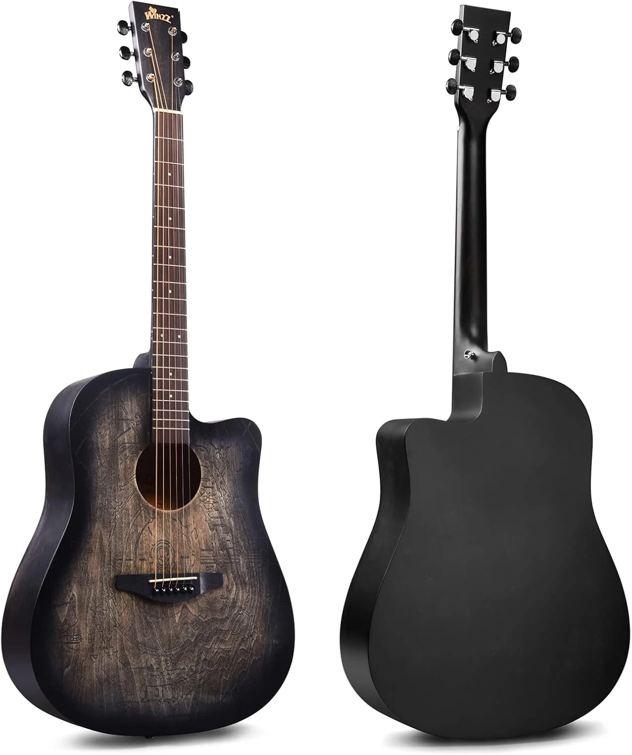 گیتار آکوستیک وینز سایز 4/4، گیتار آکوستیک بزرگسالان 41 اینچ، ست گیتار مبتدی (حکاکی به سبک وینتیج) گیتار آکوستیک وینز سایز 4/4، گیتار آکوستیک بزرگسالان 41 اینچ، ست گیتار مبتدی (حکاکی به سبک وینتیج)