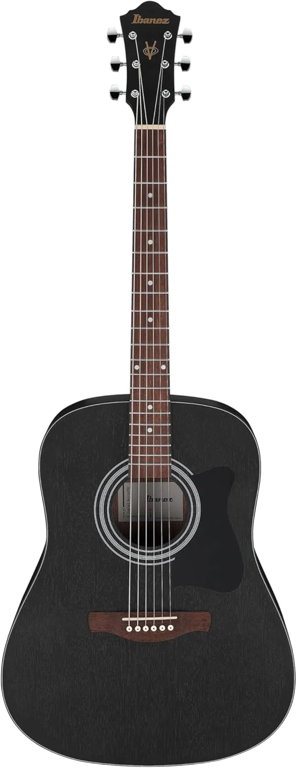 ست گیتار آکوستیک 6 سیم آیبانز Jampack - رنگ مشکی مات + کیف، بند، کوک کننده و پیک