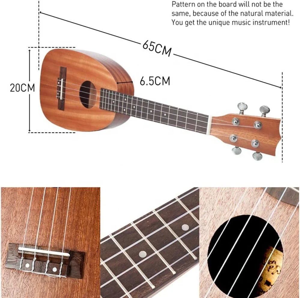 یوکللی سوپرانو آناناسی شکل 66 سانتی‌متری، گیتار آکوستیک، گیتار بومی، گیتار باس، گیتار مسافرتی