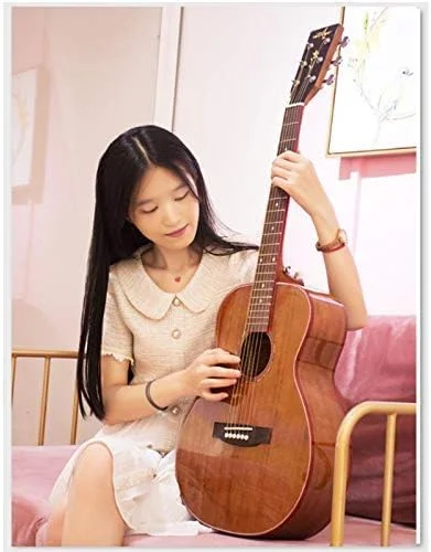 گیتار کلاسیک برای مبتدیان، سیم های فولادی 36 اینچی، گیتار روشن و واضح، مجموعه شروع گیتار آکوستیک کودکان، گیتار 3/4 با کیف، قهوه ای، 36 اینچ، Striking44