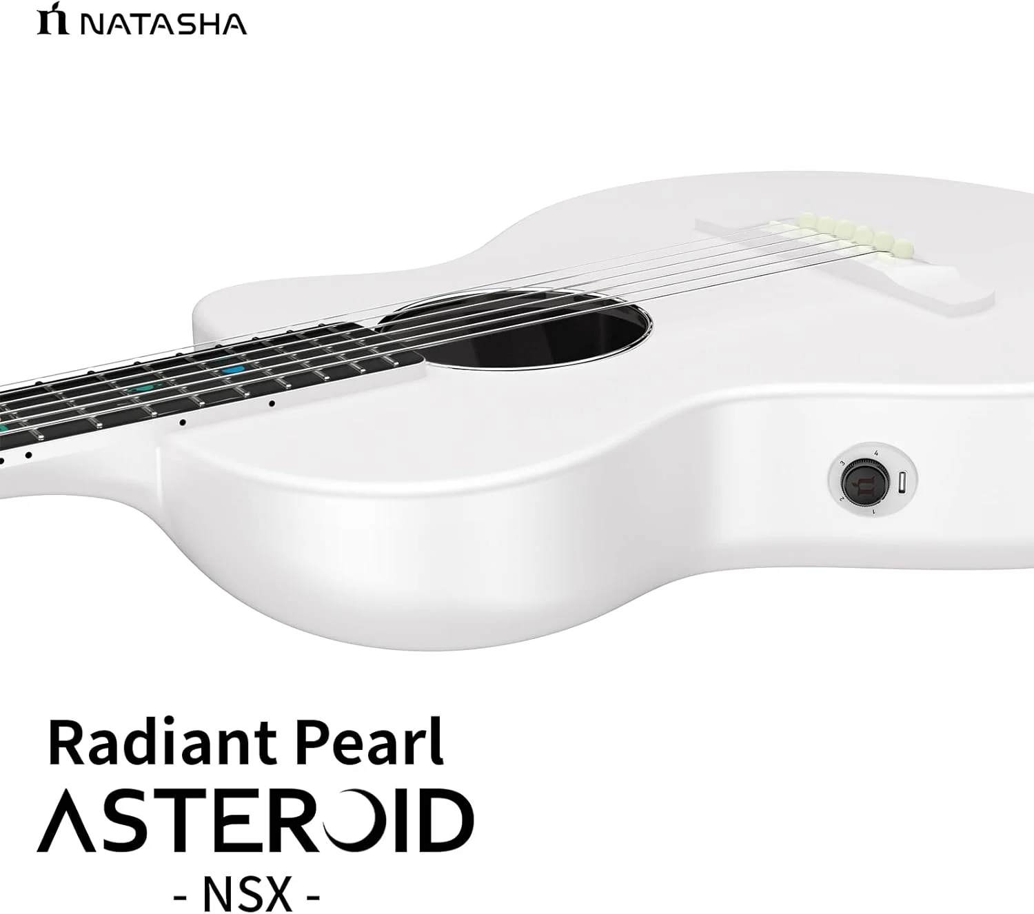 گیتار آکوستیک ناتاشا از جنس فیبر کربن با پیکاپ NSX، مروارید درخشان