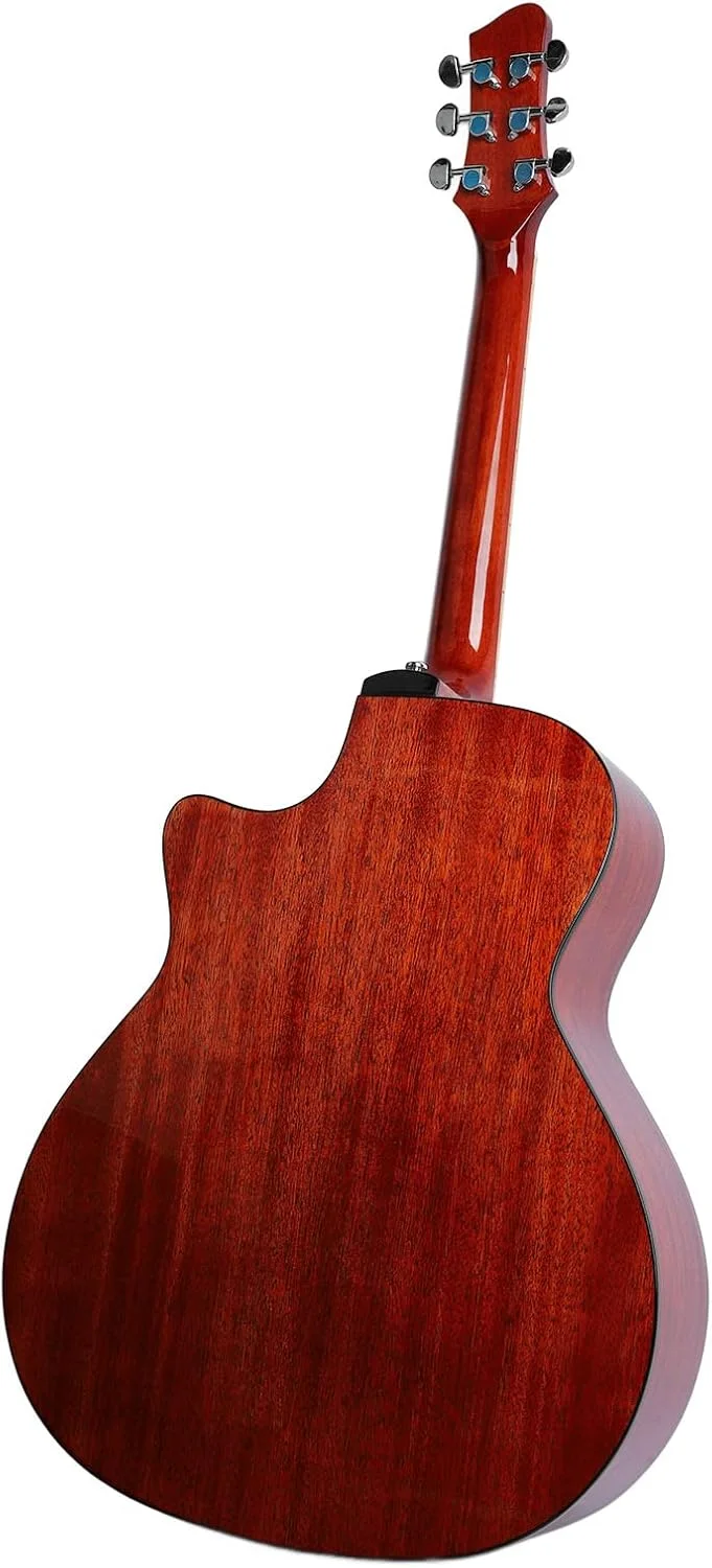 گیتار آکوستیک برای مبتدیان، گیتار آکوستیک 41 اینچی، گیتار فولک، ساز زهی برای مبتدیان به همراه آچار و پارچه تمیز کننده، قهوه ای