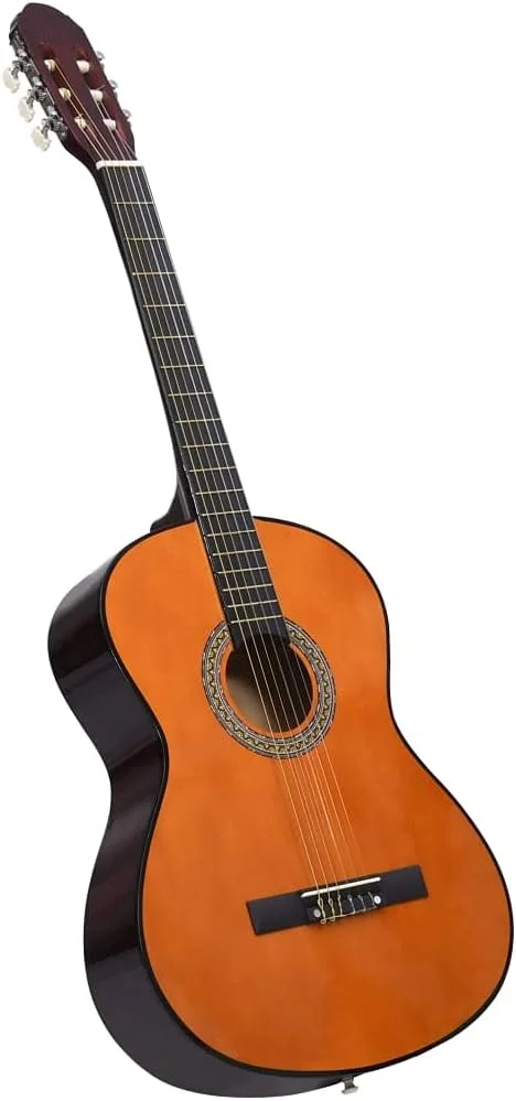 گیتار کلاسیک سایز کامل 4/4 39 اینچ سیم های نایلونی گیتار آکوستیک کلاسیک برای مبتدیان به همراه کیف، چوب تیره