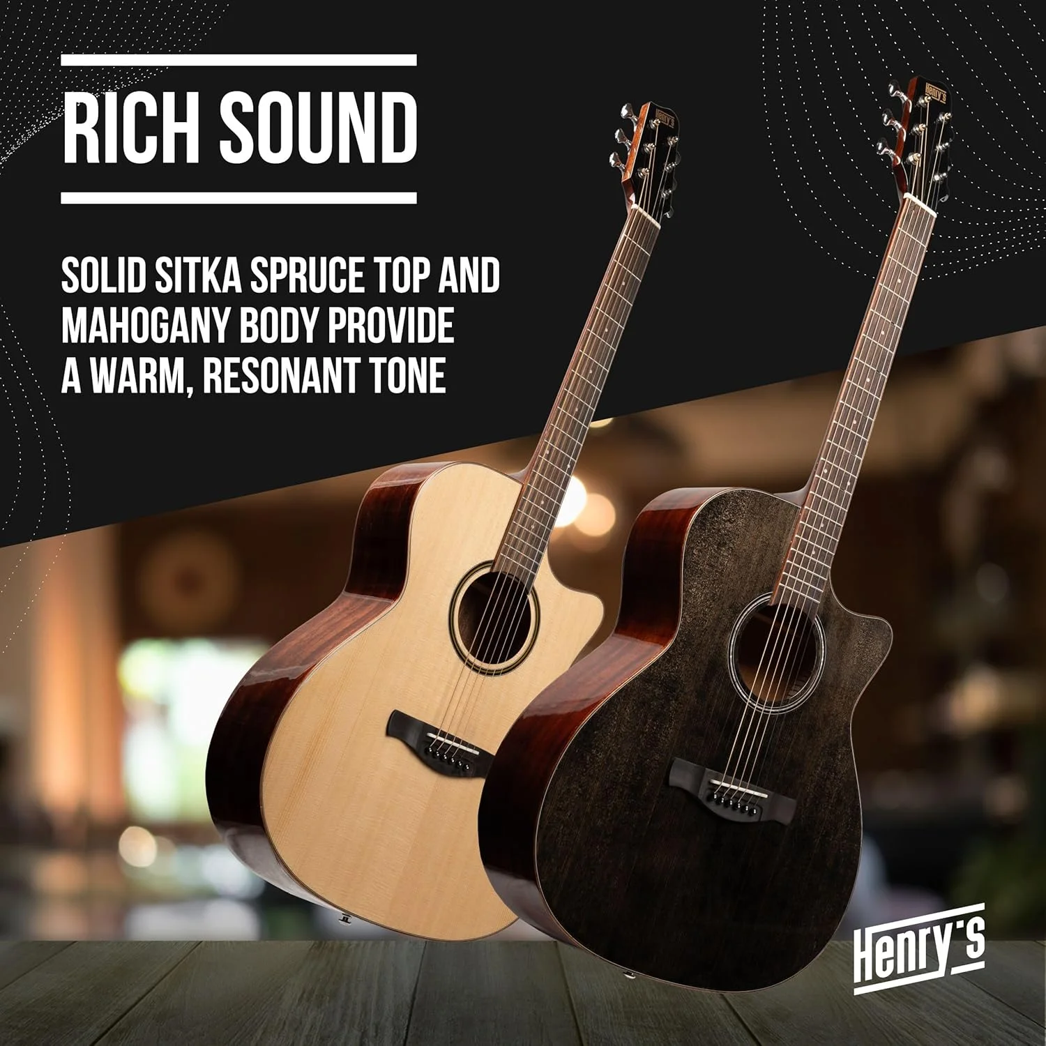 گیتار آکوستیک هنری دیلی - گیتار آکوستیک با صفحه صنوبر سیتکا یکپارچه و بدنه ماهون - گیتار آکوستیک با طراحی چوب تیره - گیتار آکوستیک وسترن برای مبتدیان و نوازندگان پیشرفته گیتار آکوستیک هنری دیلی - گیتار آکوستیک با صفحه صنوبر سیتکا یکپارچه و بدنه ماهون - گیتار آکوستیک با طراحی چوب تیره - گیتار آکوستیک وسترن برای مبتدیان و نوازندگان پیشرفته