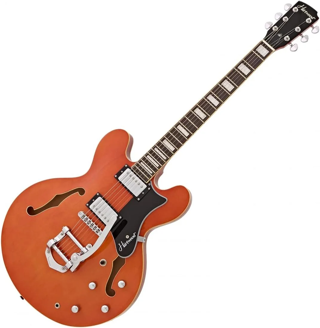 گیتار نیمه آکوستیک Hartwood Revival با ویبراتو نارنجی