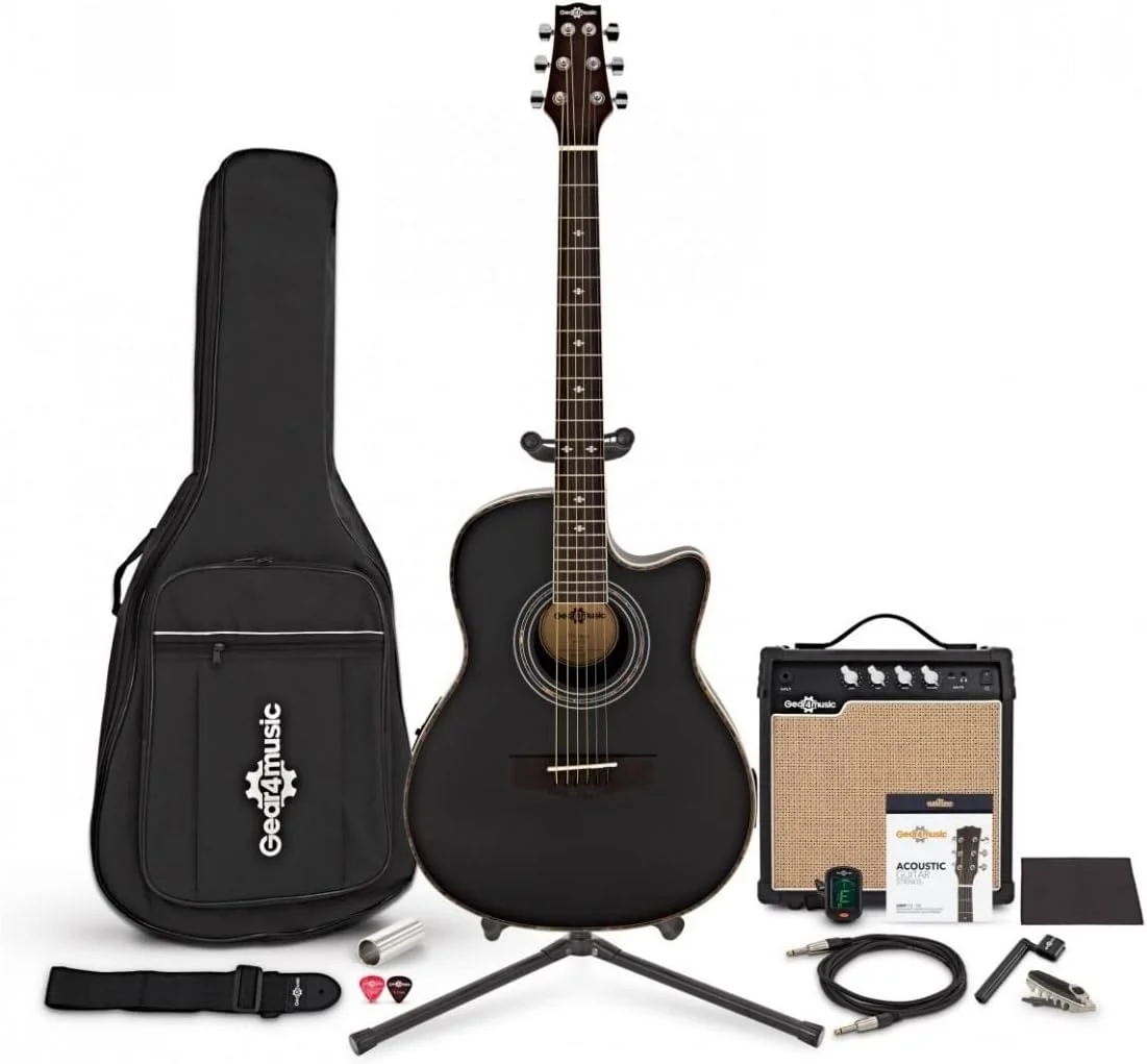 پکیج کامل گیتار الکترو آکوستیک Gear4music مشکی