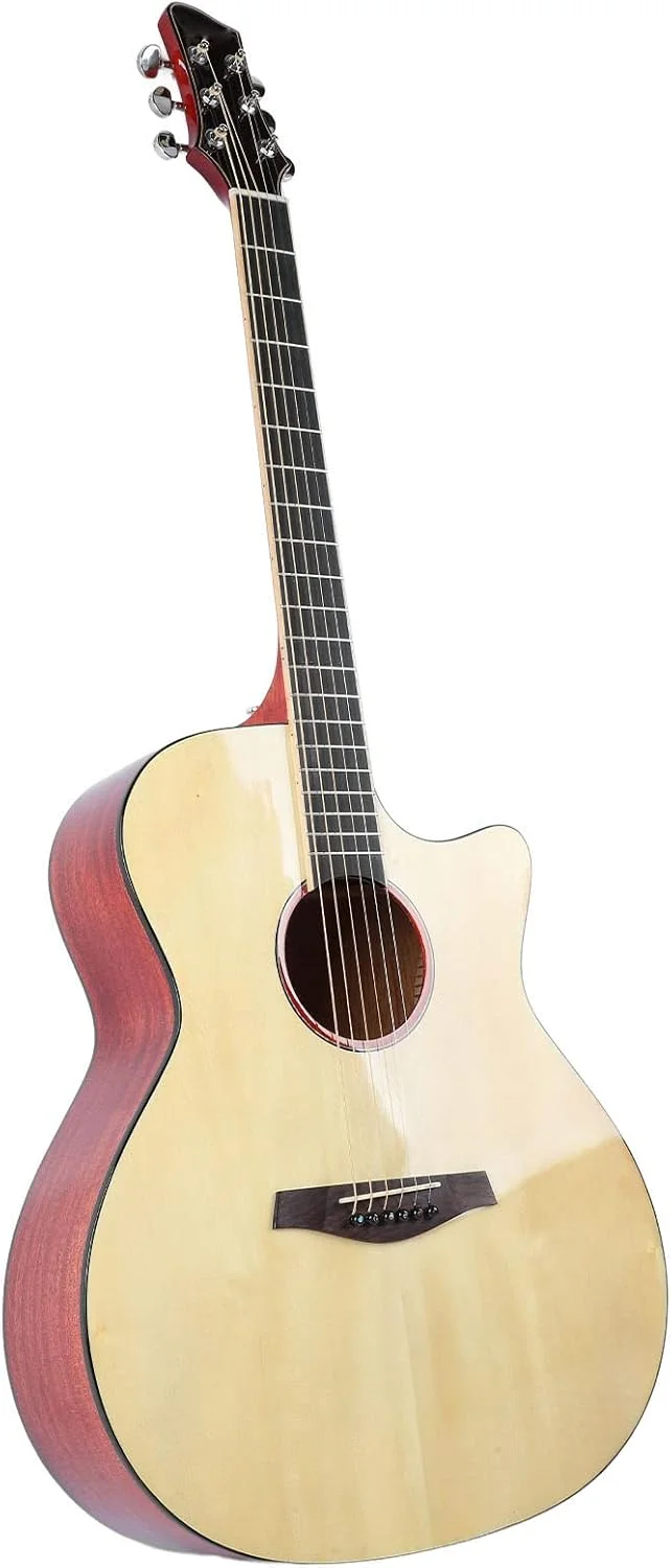 گیتار فولک 41 اینچی، گیتار آکوستیک برای مبتدیان، قدرت نفوذ قوی، صنوبر و ماهون برای دوستداران موسیقی برای نوازندگی (رنگ چوب)