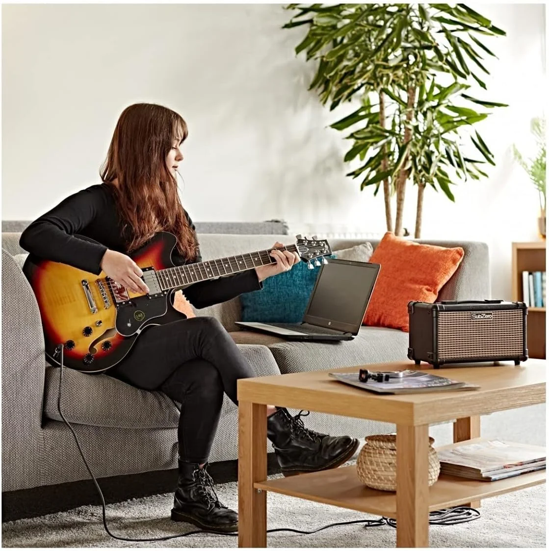 گیتار نیمه آکوستیک سان فرانسیسکو Gear4music با 2 پیکاپ هامباکر