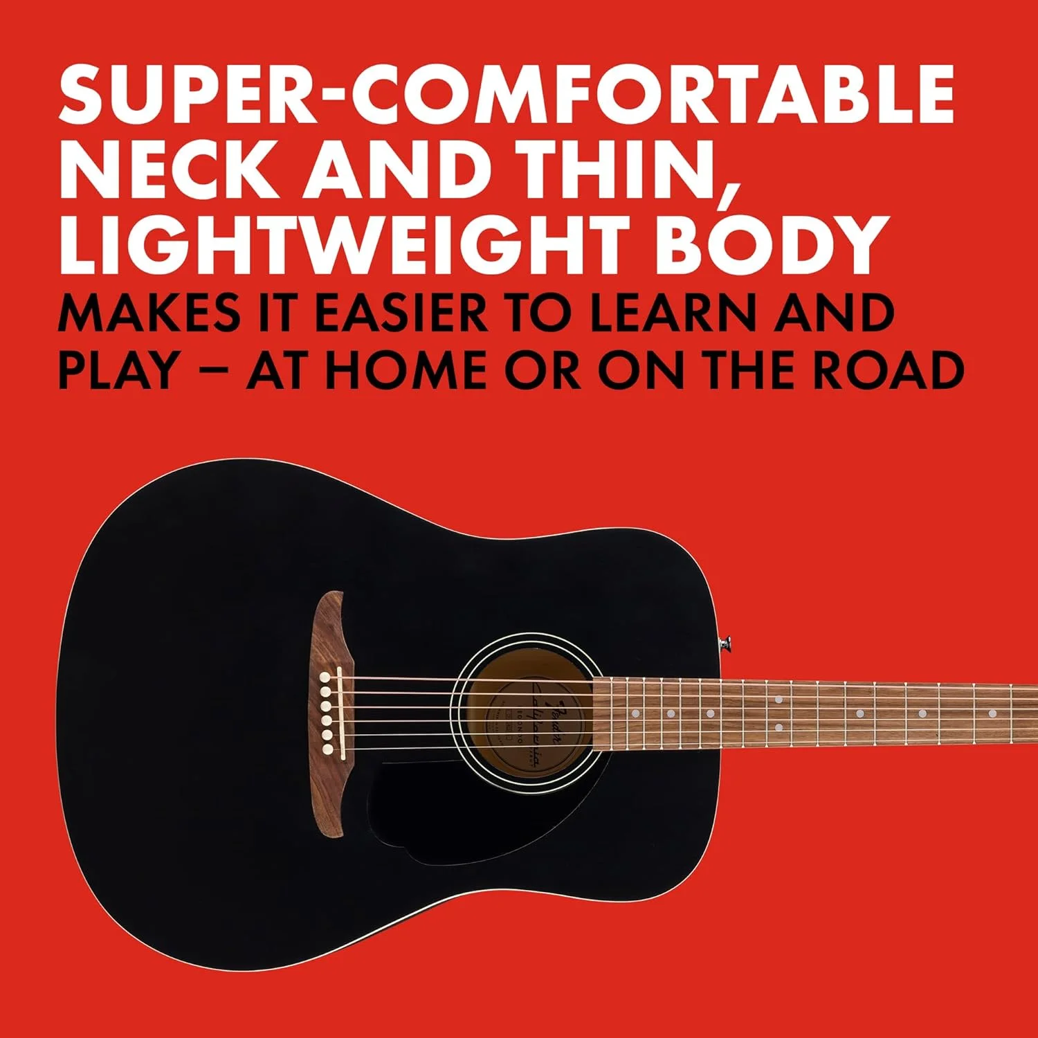 گیتار آکوستیک Fender California Debut Redondo Dreadnought، صفحه صنوبر، پیکگارد مشکی، مشکی گیتار آکوستیک Fender California Debut Redondo Dreadnought، صفحه صنوبر، پیکگارد مشکی، مشکی