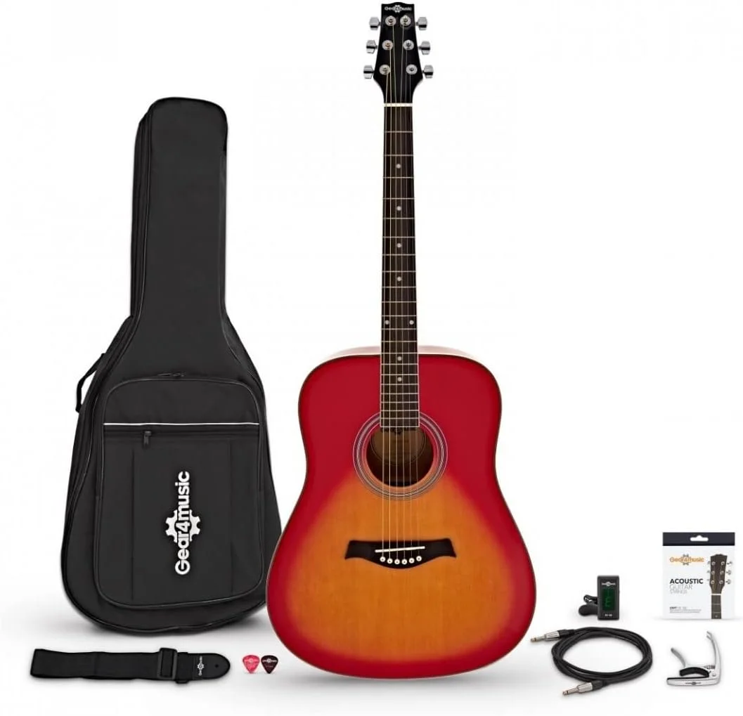 پک شروع گیتار آکوستیک Gear4music DN-20 برای مبتدیان بزرگسال سایز 4/4